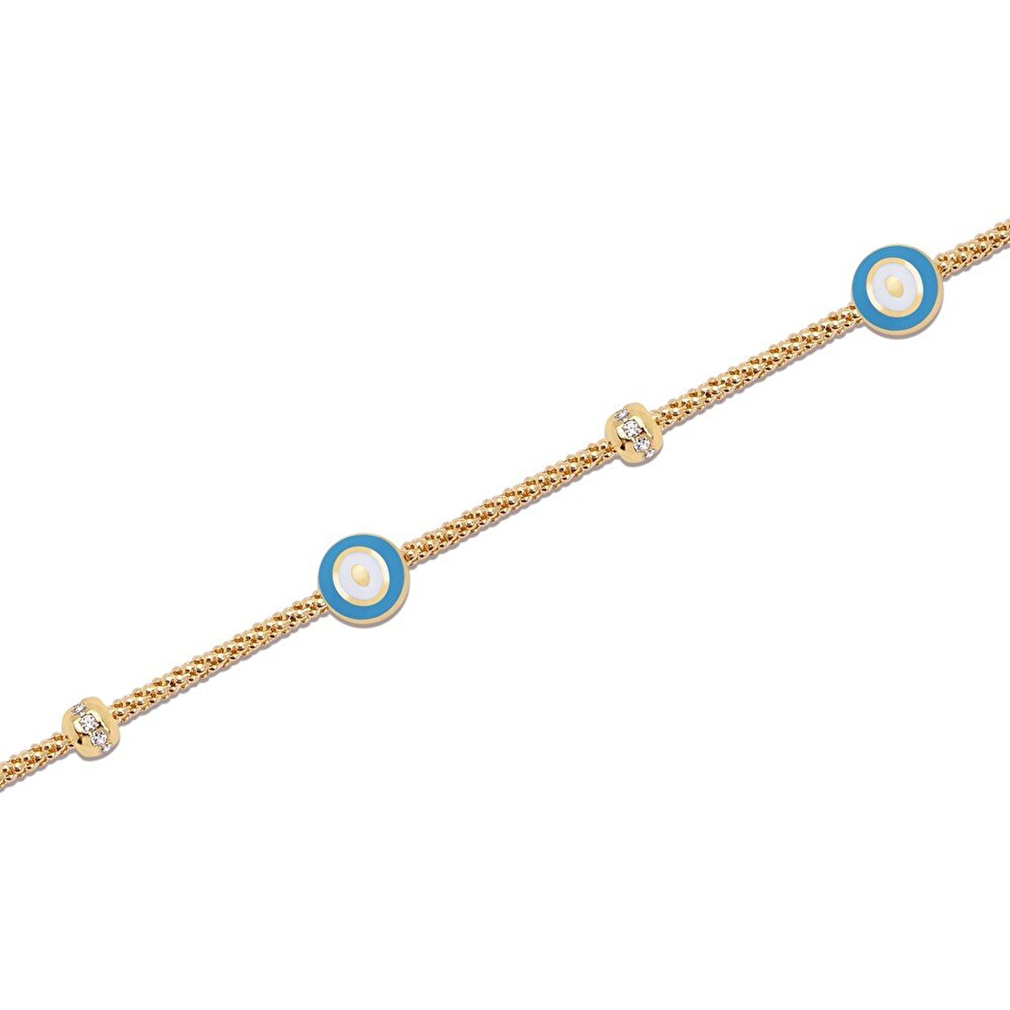 14 Ayar Sarı Altın Nazar Boncuklu Bileklik