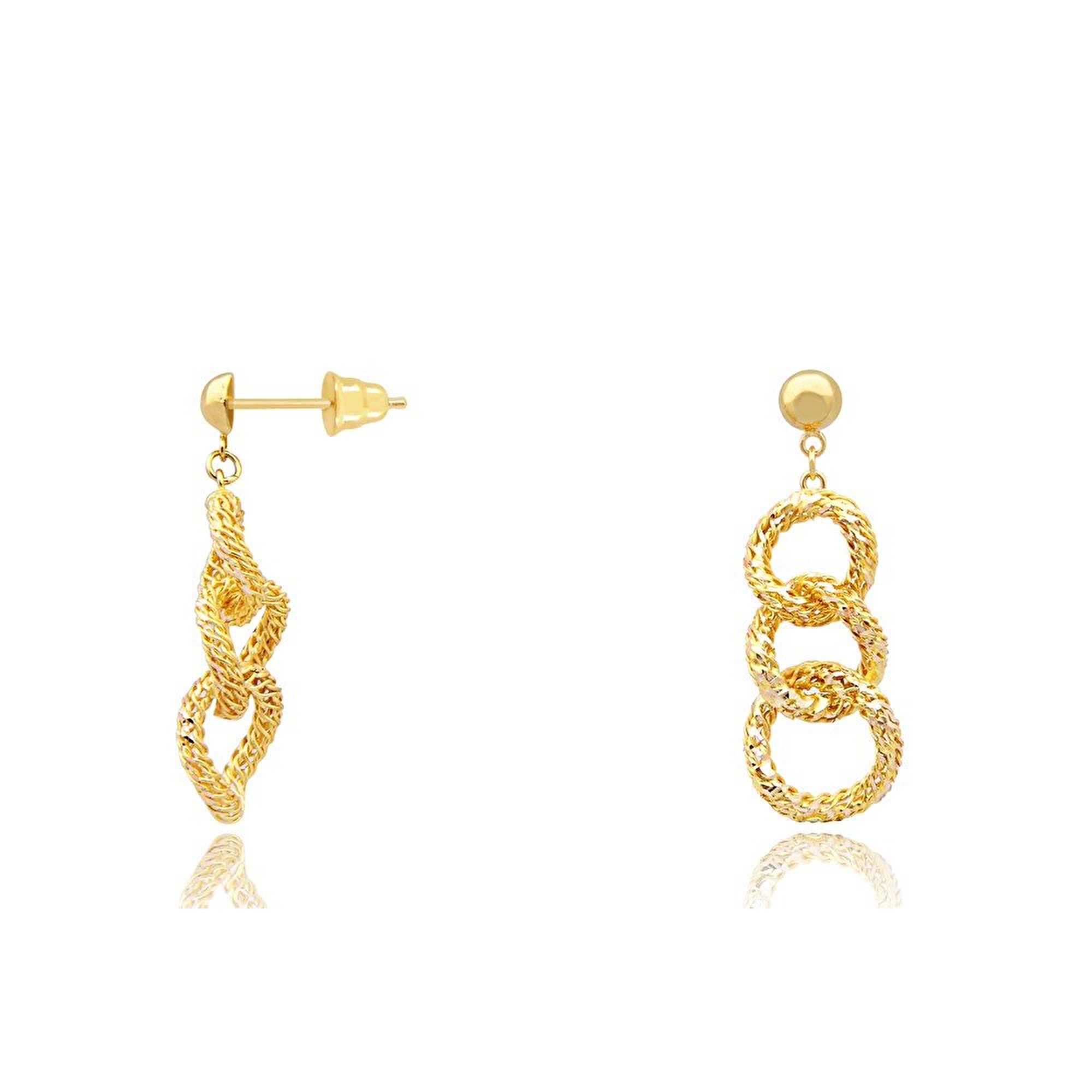 22 Ayar Sarı Altın Zincir Küpe