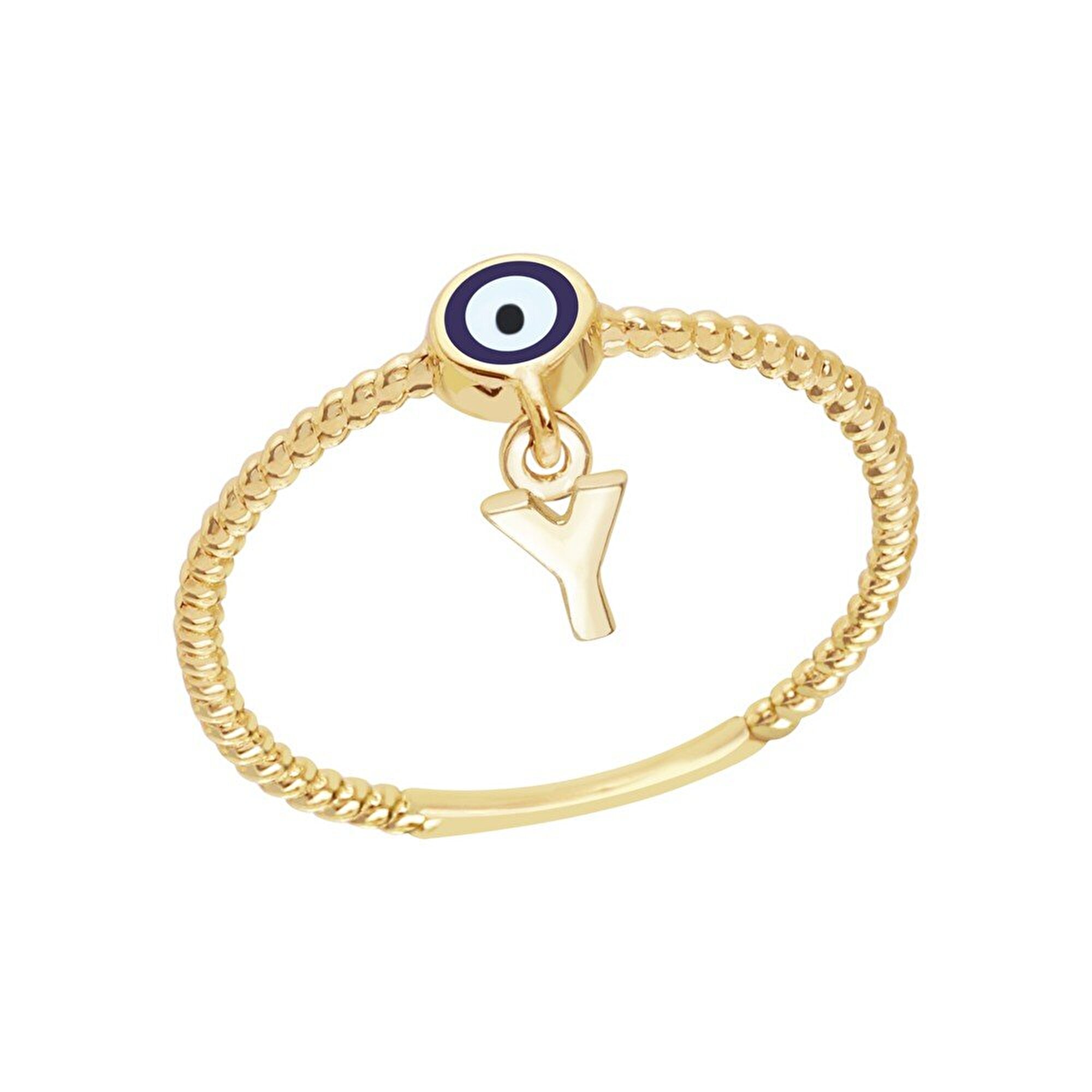 14 Ayar Sarı Altın Y Harf Yüzük