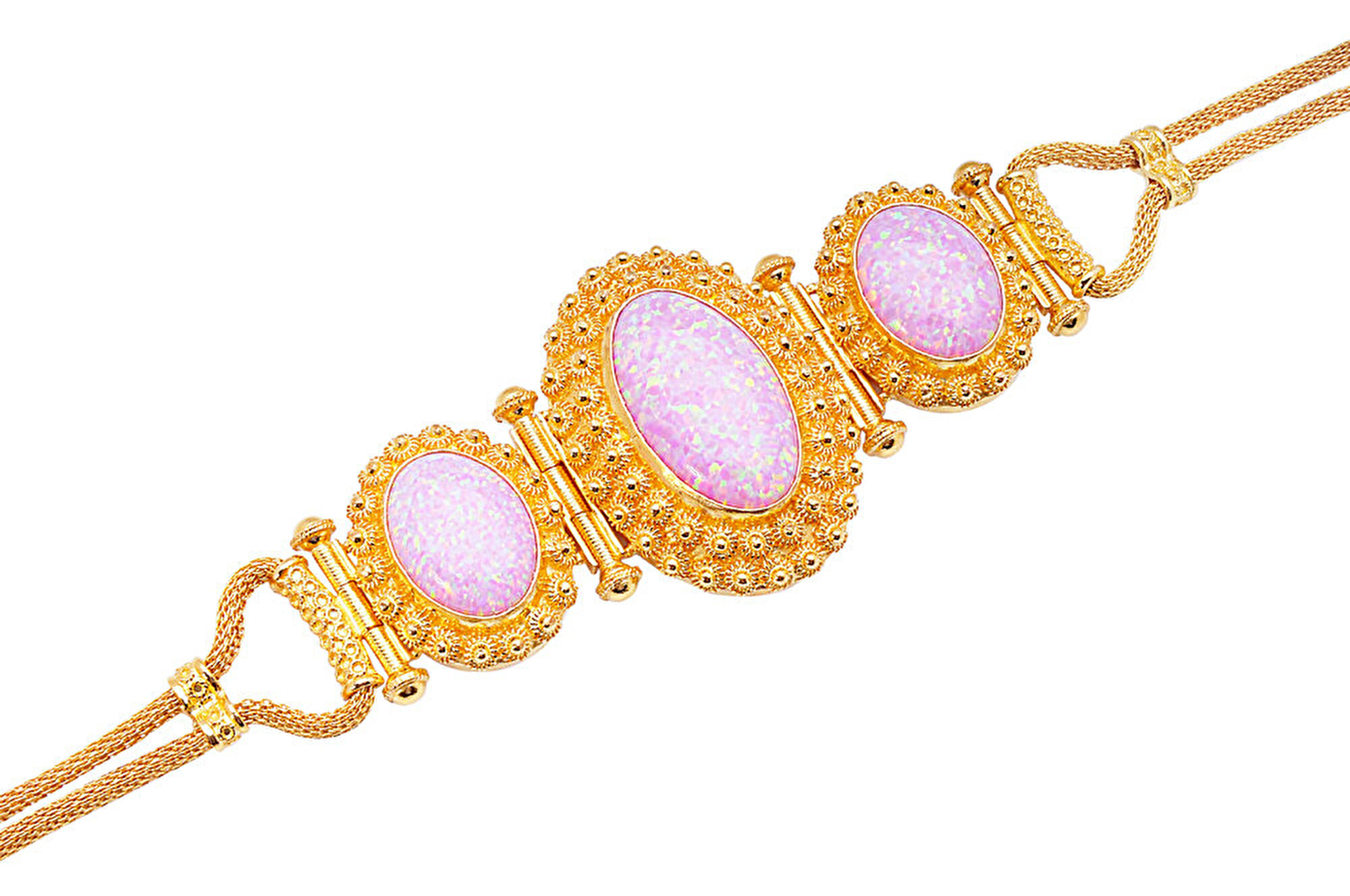 22 Ayar Sarı Altın Pembe Taşlı Bileklik