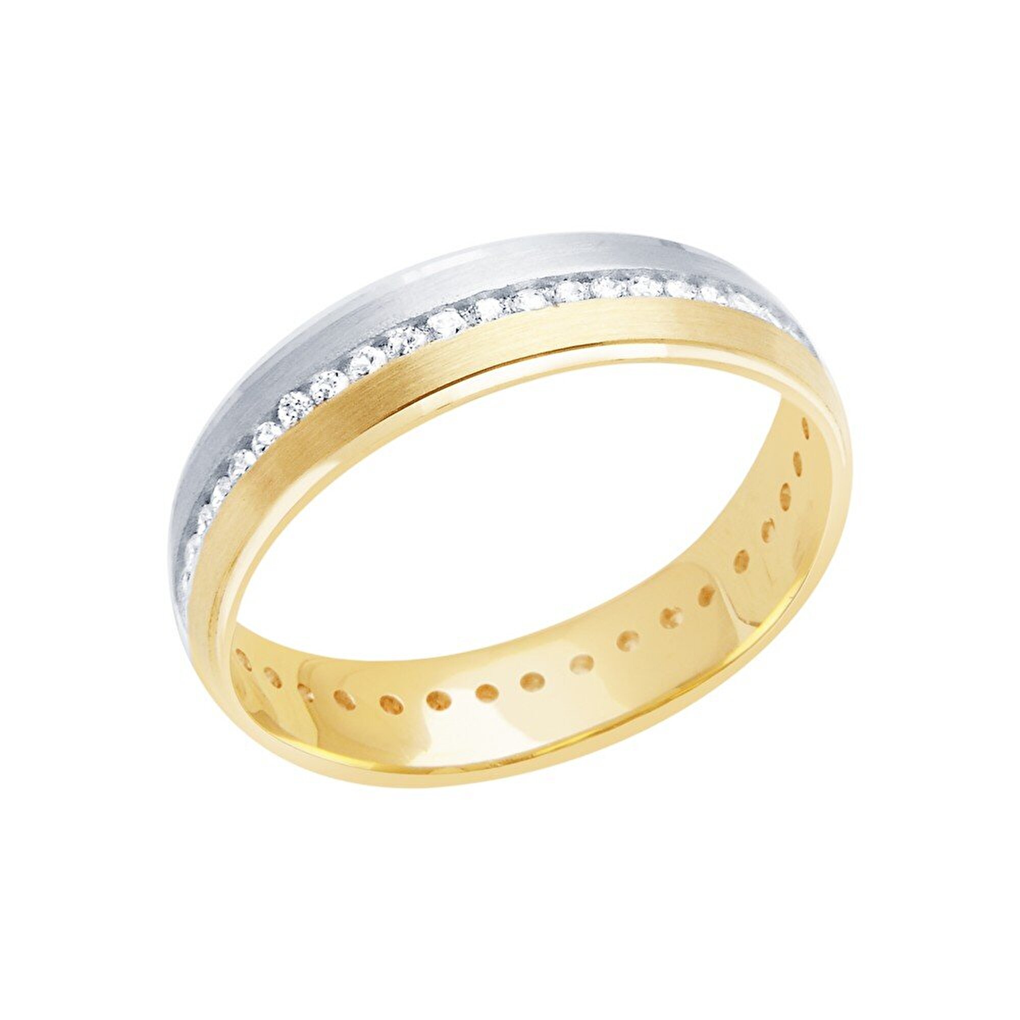 14 Ayar Sarı-Beyaz Altın Modern Alyans