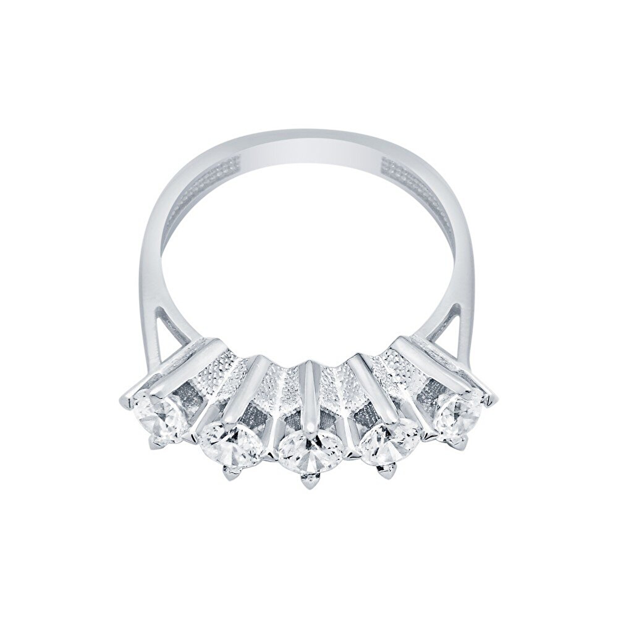 14 Ayar Beyaz Altın Beştaş Yüzük