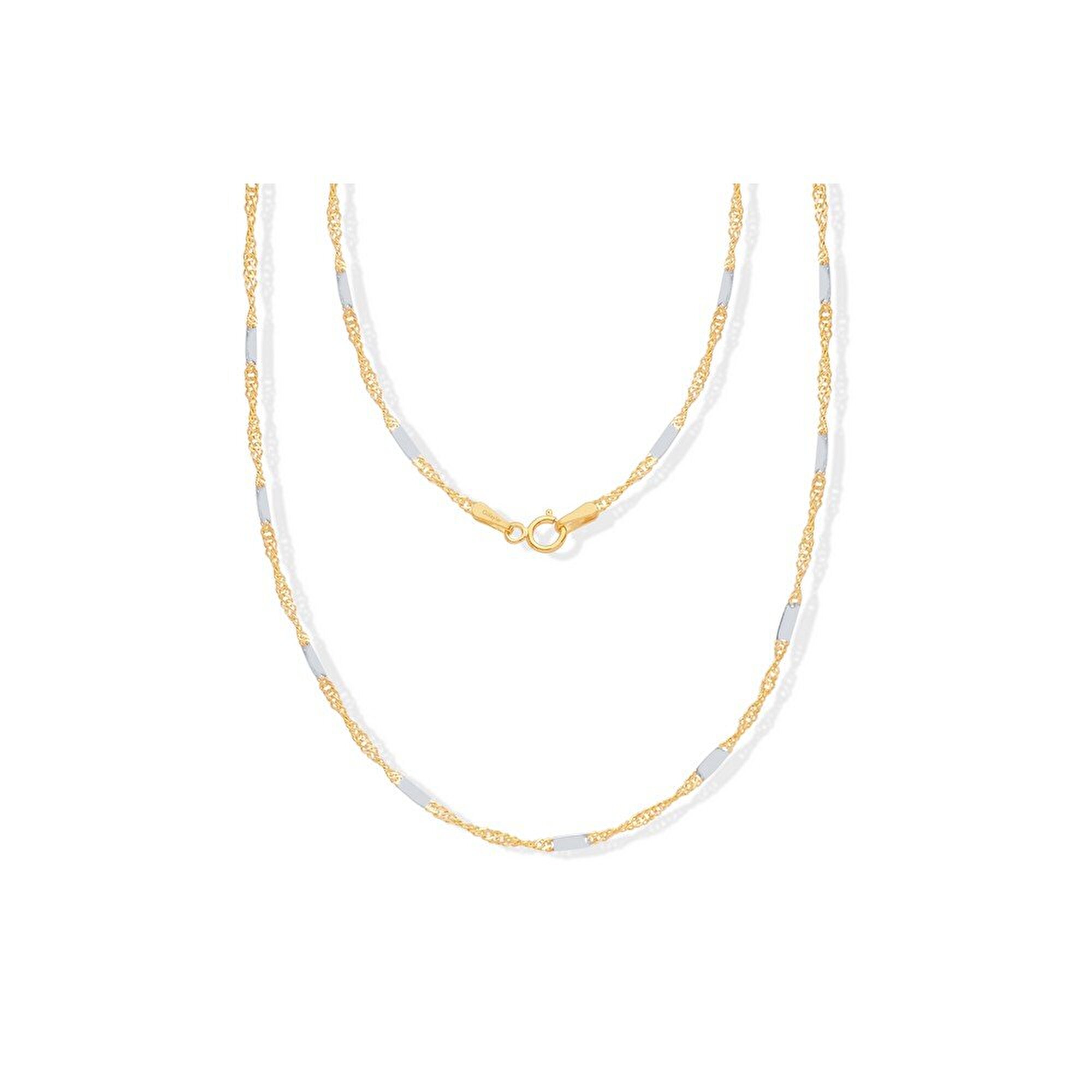 14 Ayar Sarı-Beyaz Altın Trend Zincir