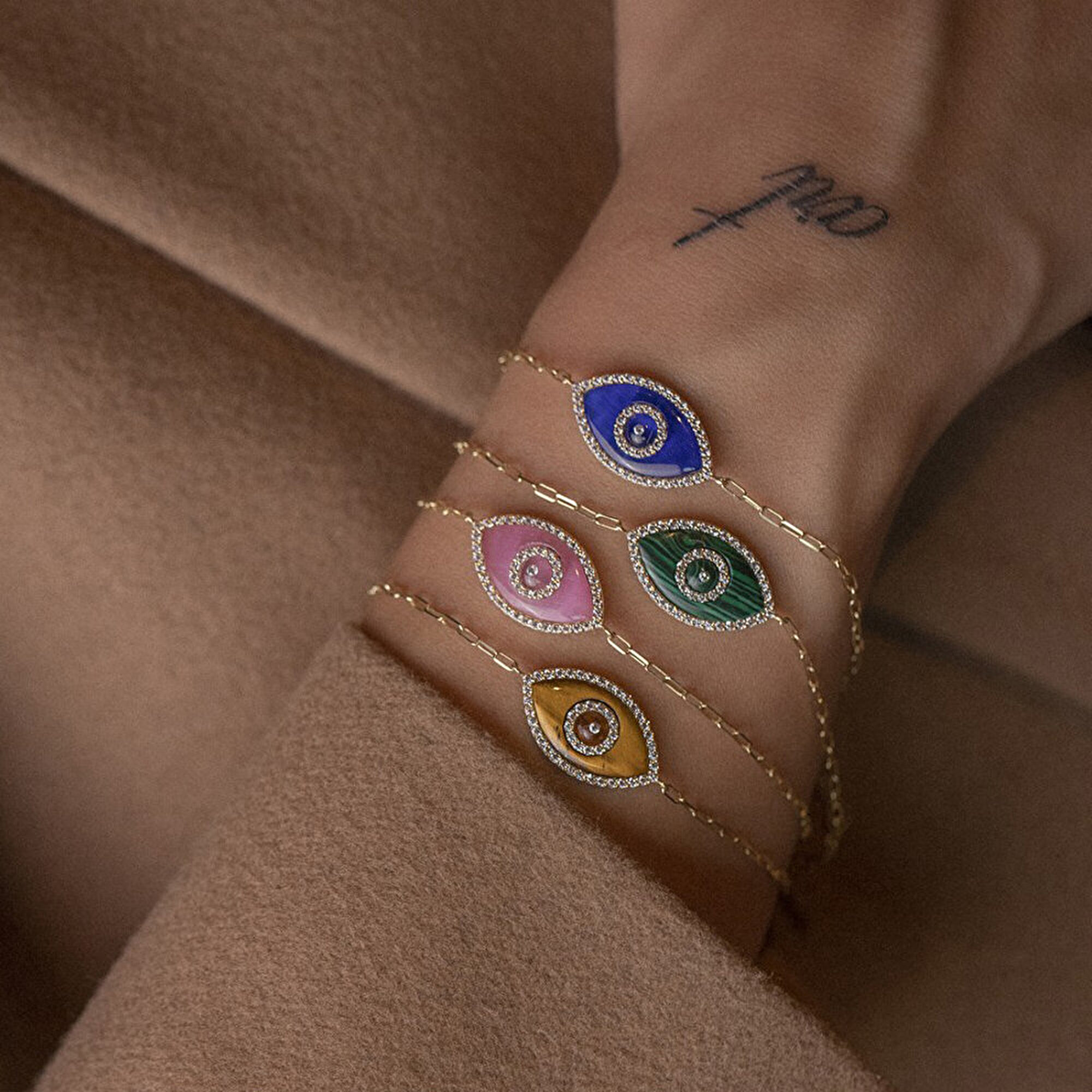 14 Ayar Sarı Altın Nazar Boncuklu Bileklik