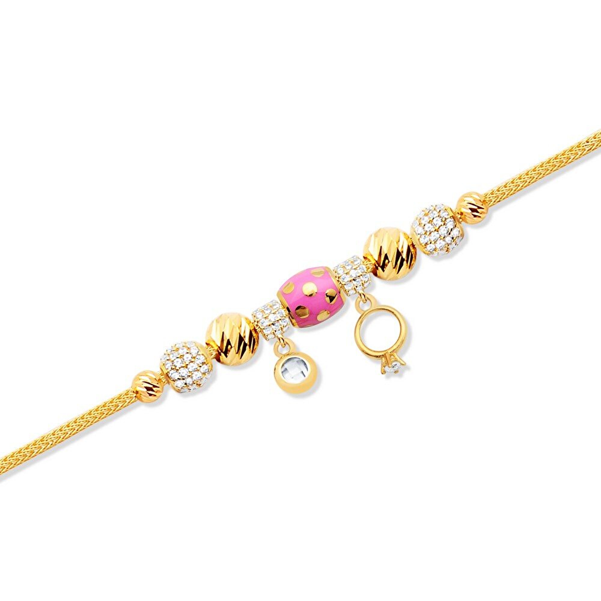 22 Ayar Sarı Altın Charm Bileklik