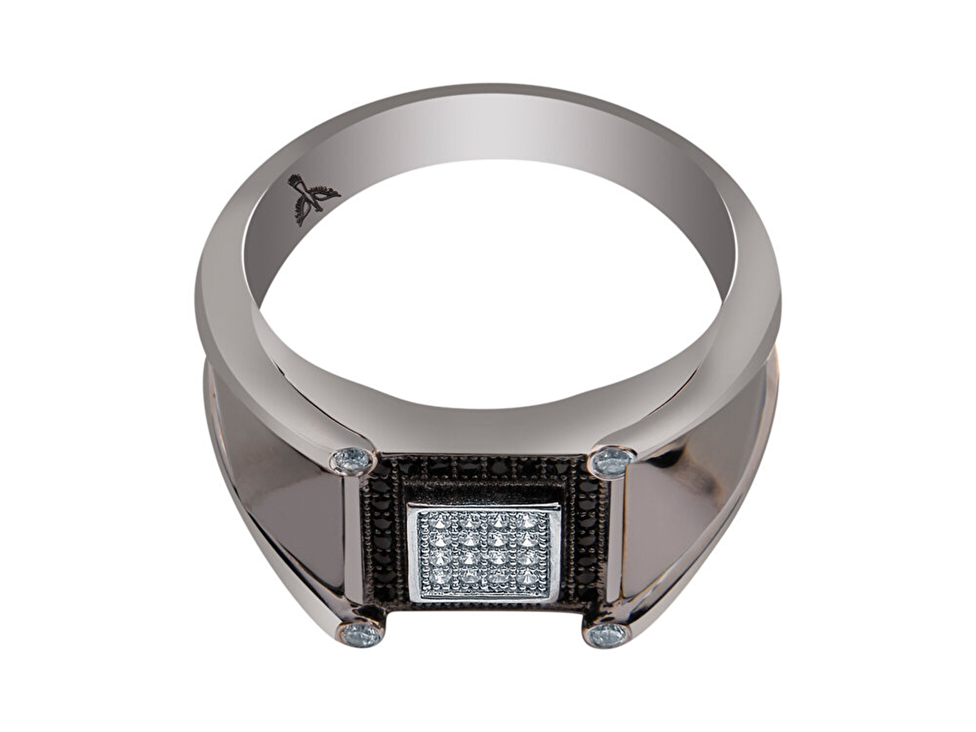 14 Ayar Siyah-Beyaz Altın Erkek Yüzük