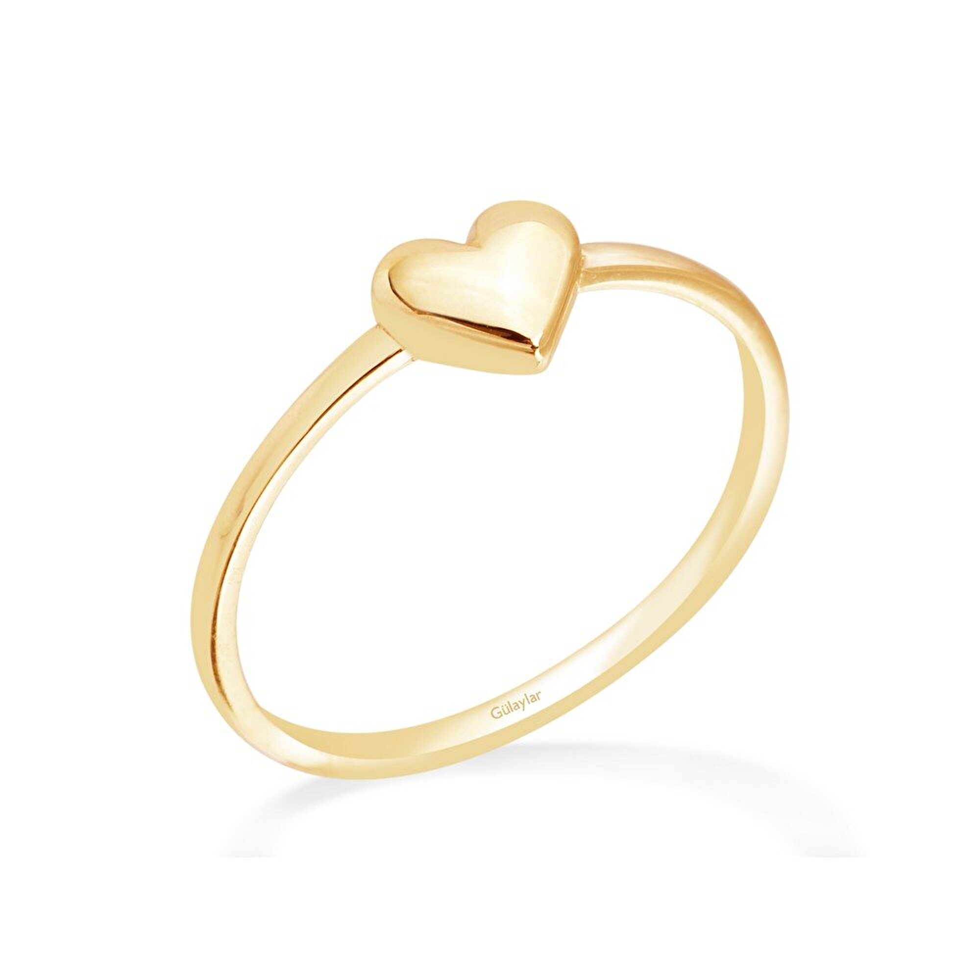 8 Ayar Sarı Altın Kalp Figürlü Yüzük
