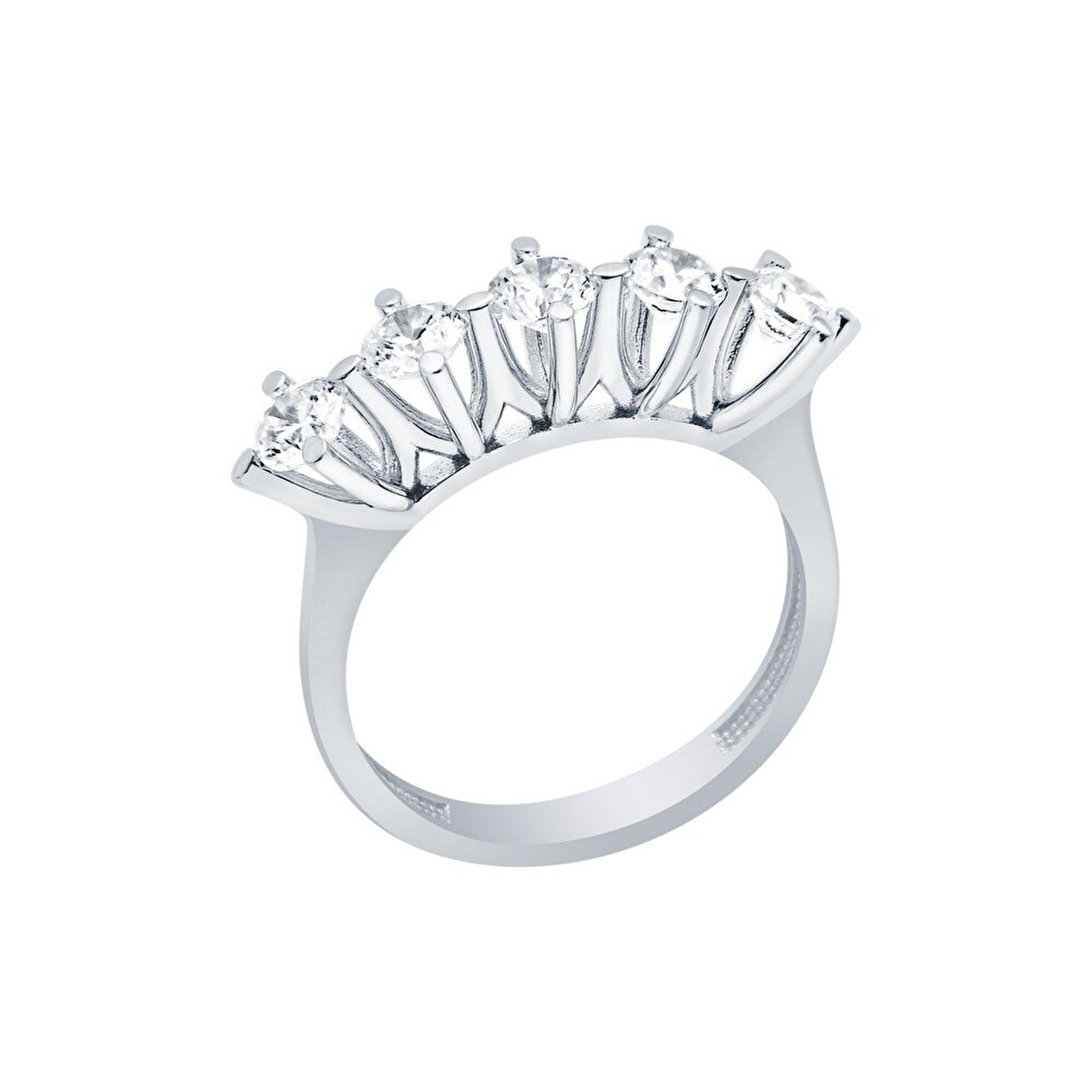 14 Ayar Beyaz Altın Beştaş Yüzük