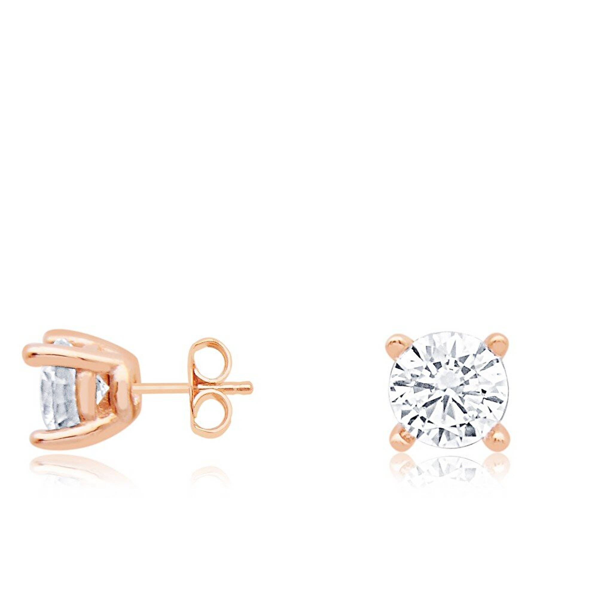 14 Ayar Rose Altın Tektaş Küpe