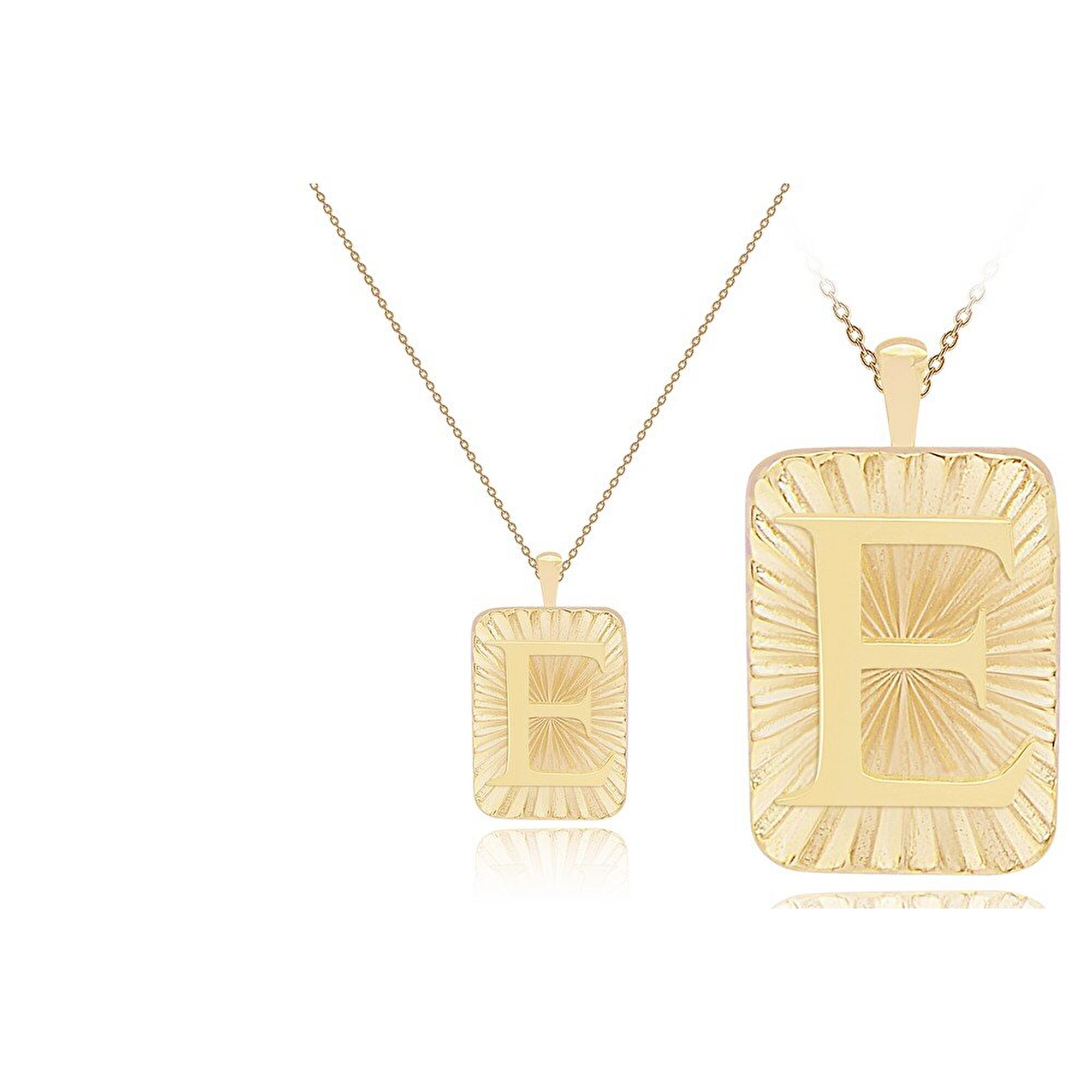 14 Ayar E Harf Plaka Kolye