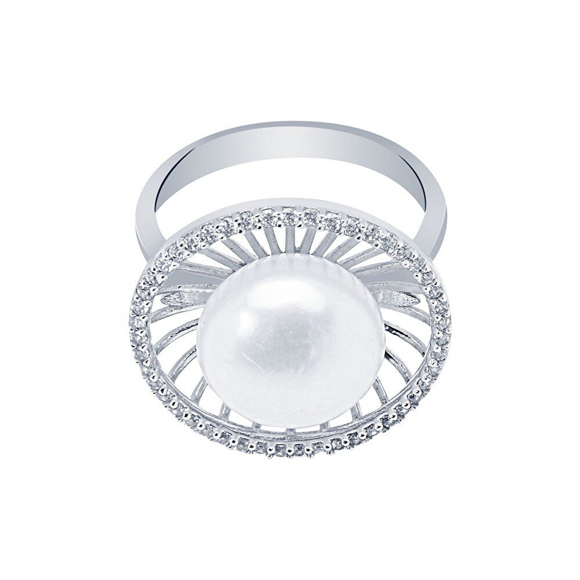 14 Ayar Beyaz Altın İnci Yüzük