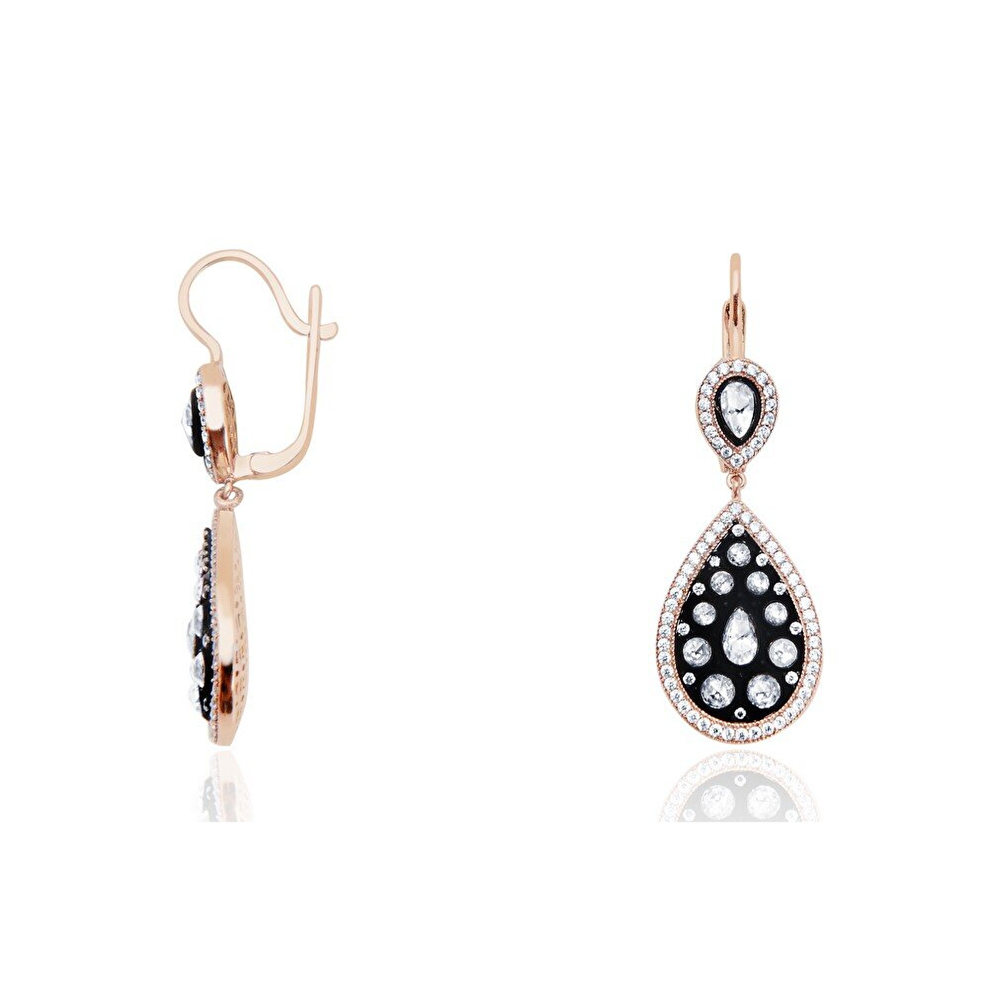 8 Ayar Rose Altın Elmas Görünümlü Küpe