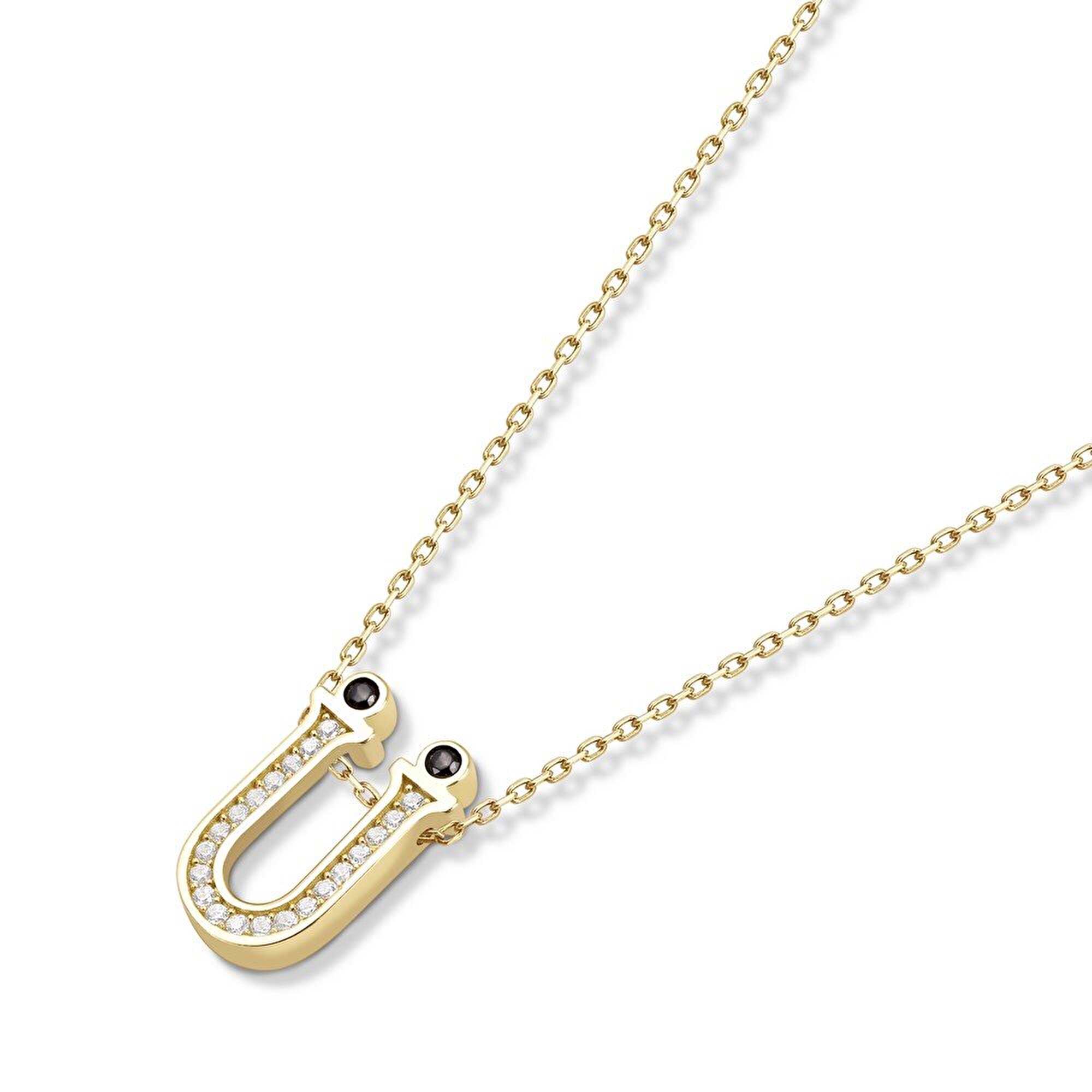 14 Ayar Sarı Altın Ü Harf Kolye