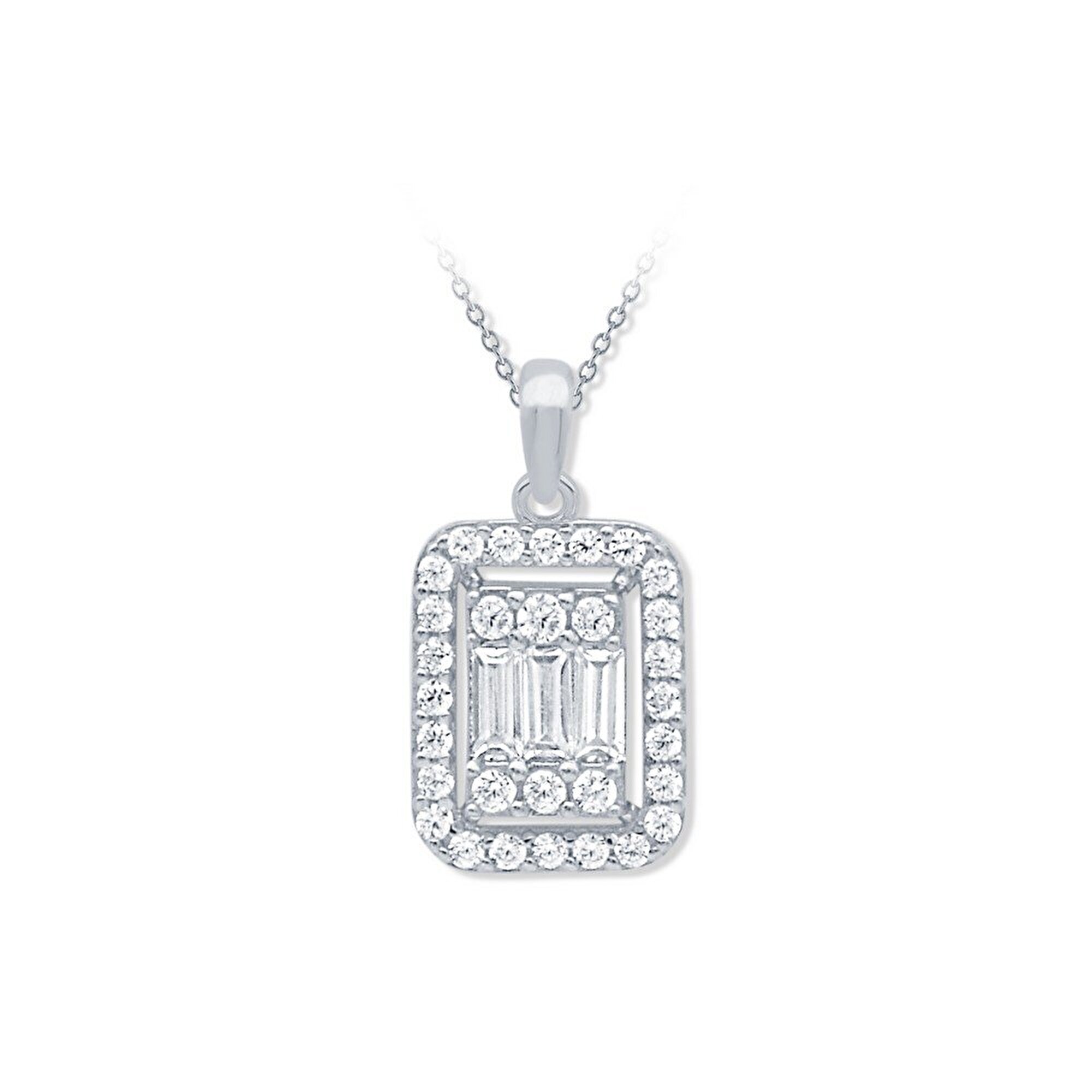 14 Ayar Beyaz Altın Baget Kolye