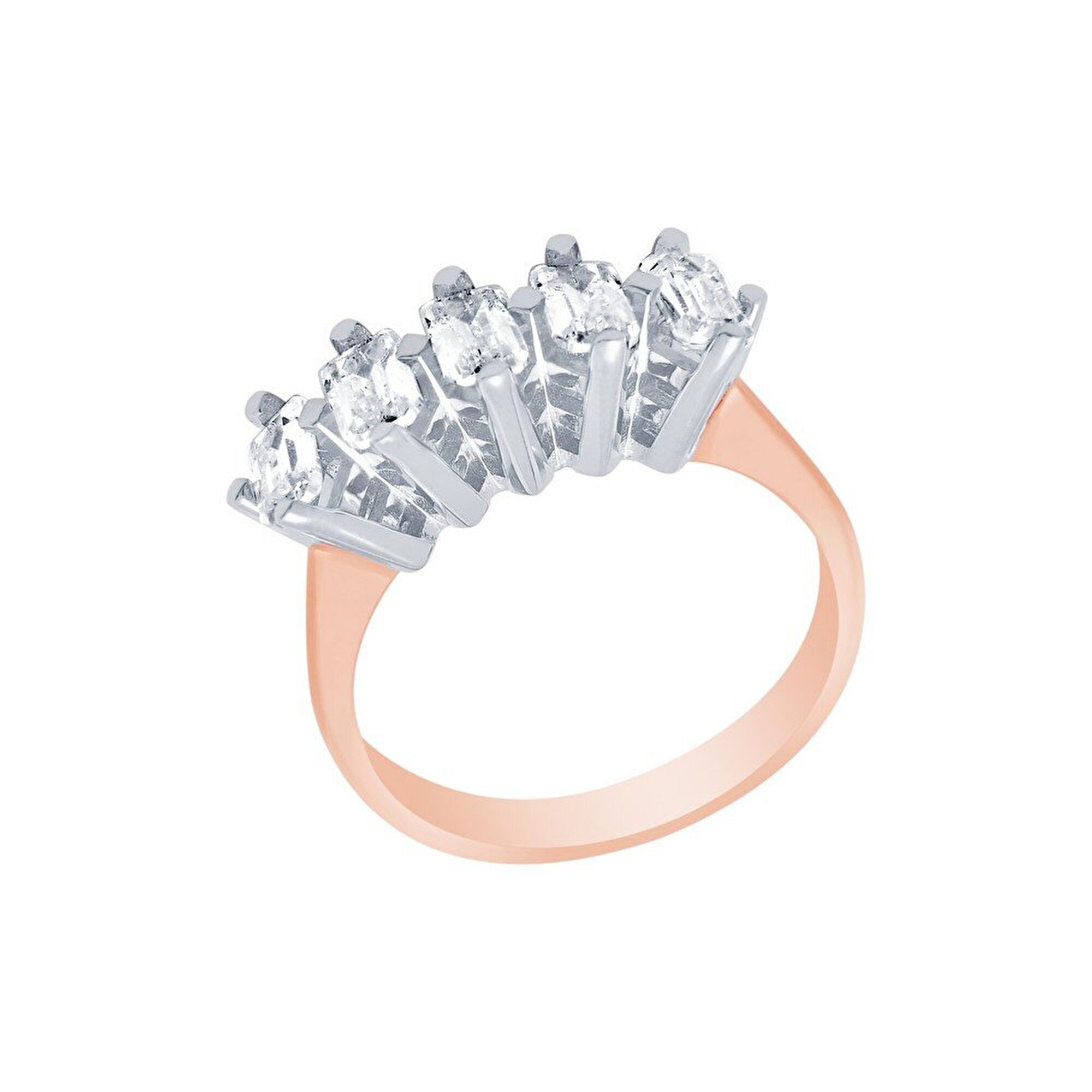 14 Ayar Rose-Beyaz Altın Beştaş Yüzük