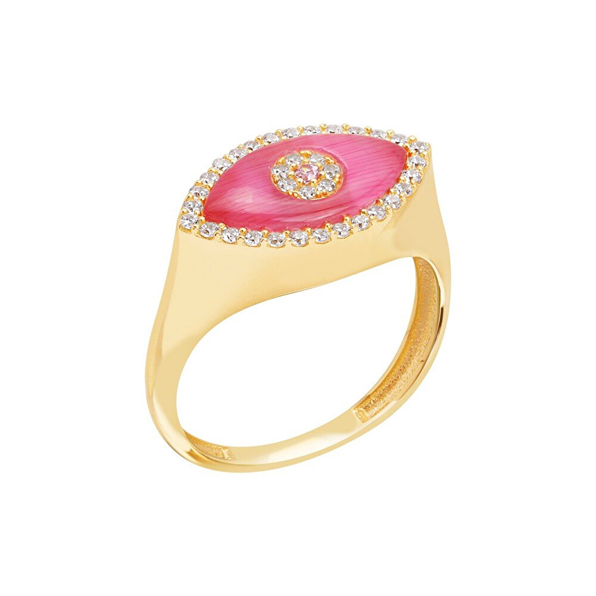 14 Ayar Sarı Altın Göz Figürlü Yüzük