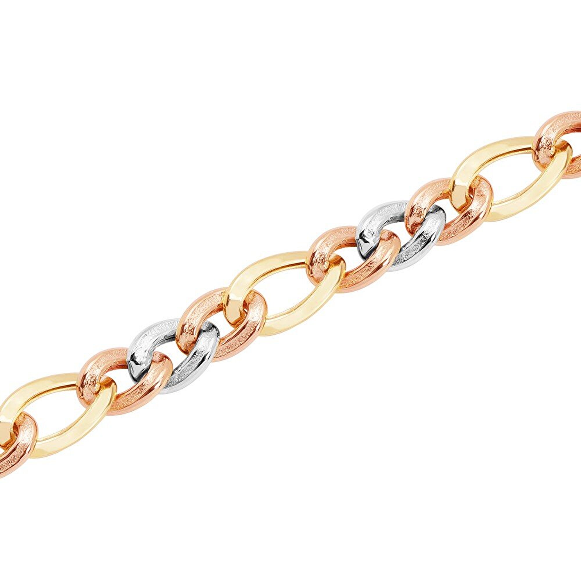 14 Ayar 3 Renkli Altın Zincir Bileklik