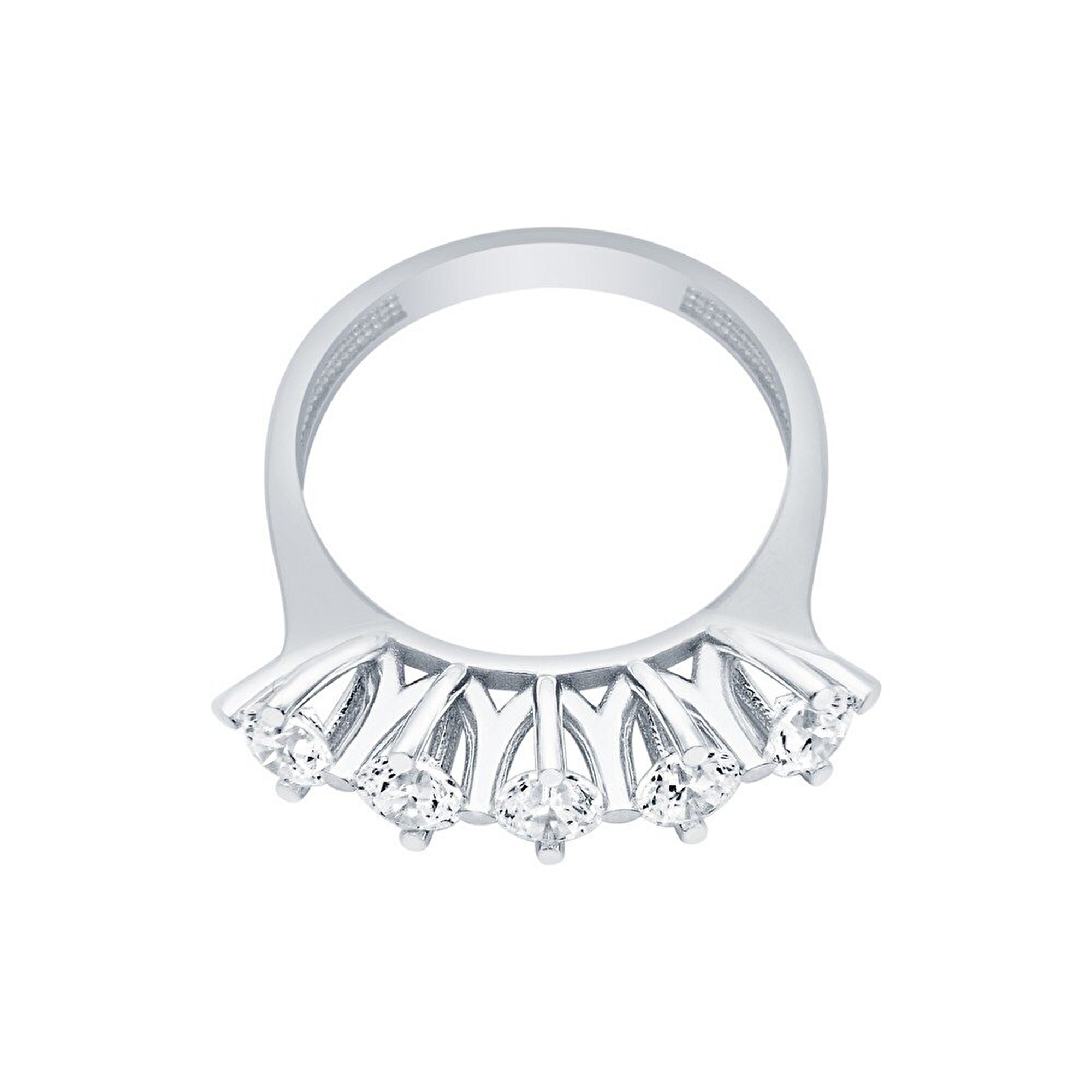 14 Ayar Beyaz Altın Beştaş Yüzük