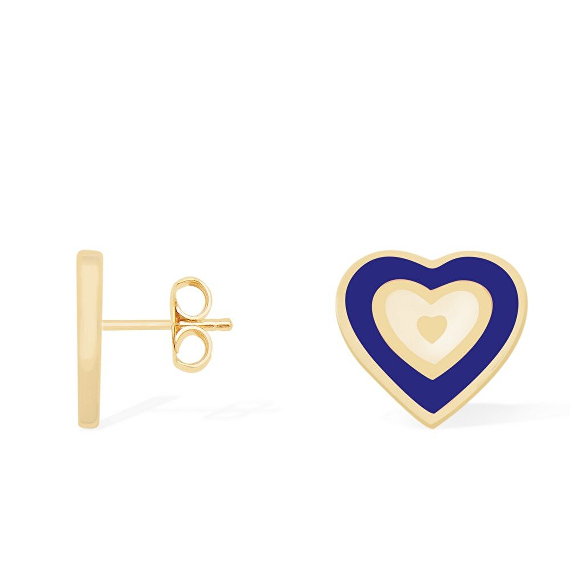 14 Ayar Sarı Altın Kalp Figürlü Küpe