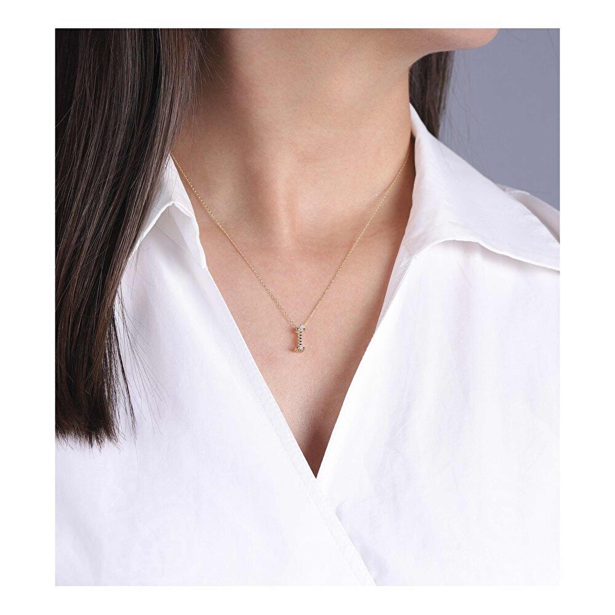 14 Ayar Sarı Altın İ Harf Kolye