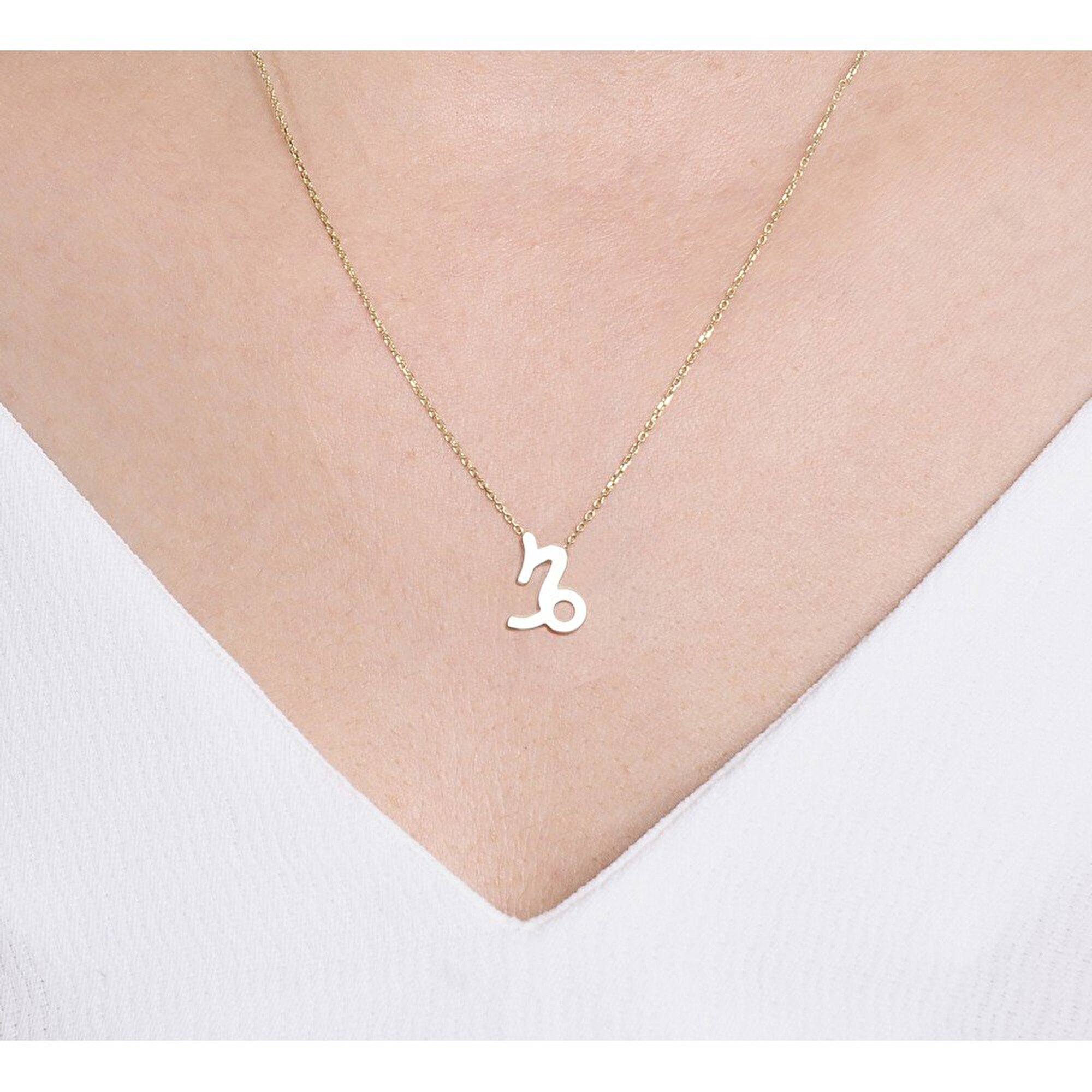 14 Ayar Sarı Altın Oğlak Burç Kolye