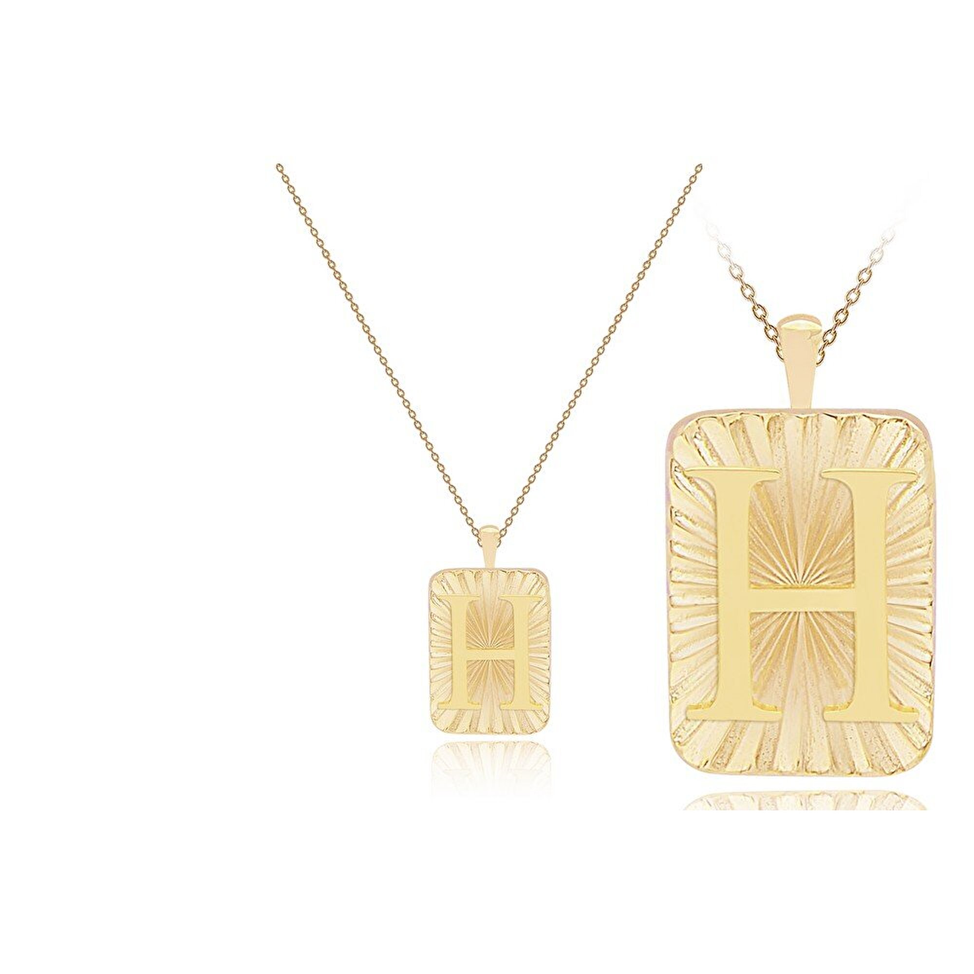 14 Ayar H Harf Plaka Kolye