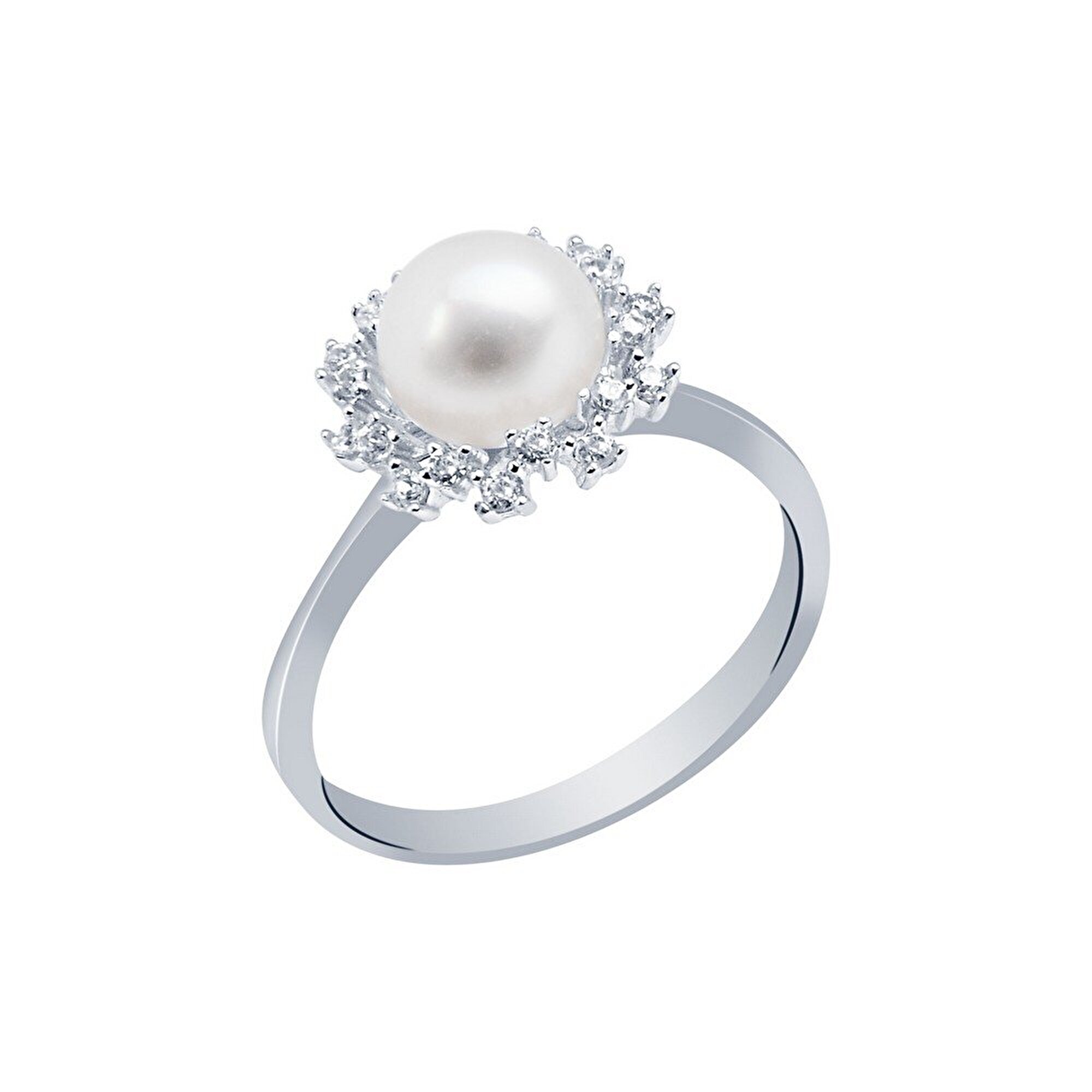 14 Ayar Beyaz Altın İnci Yüzük