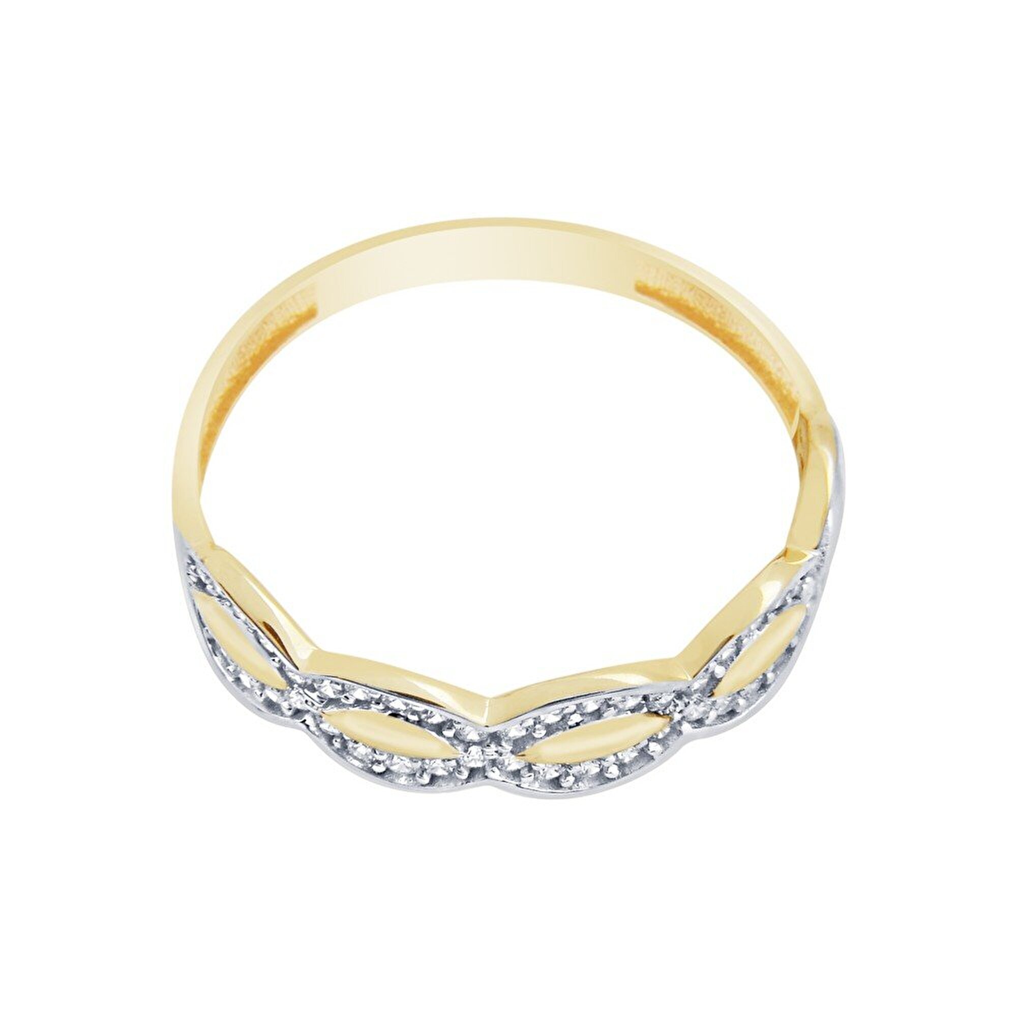 14 Ayar Sarı-Beyaz Altın Taşlı Yüzük