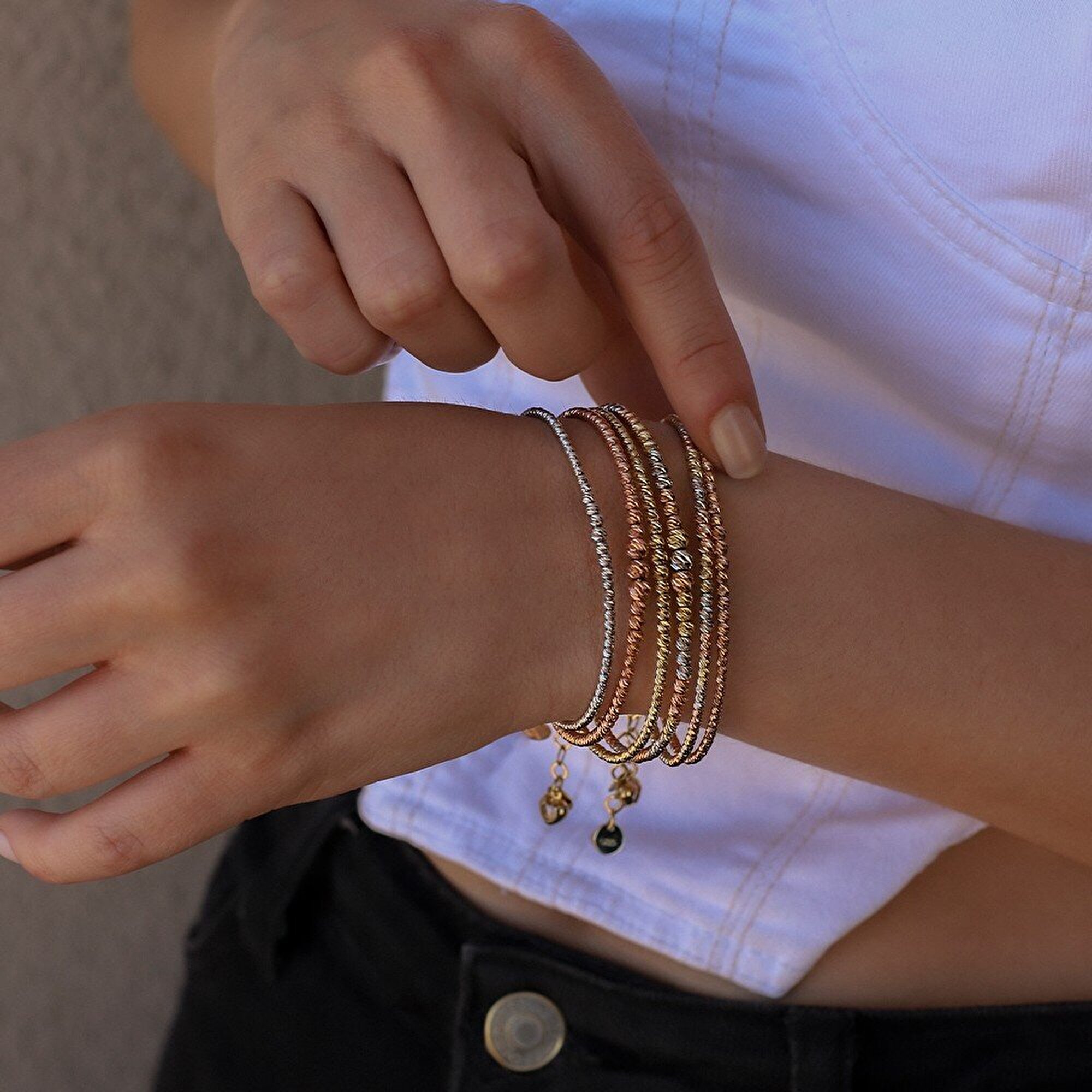 14 Ayar 3 Renkli Altın Dorika Bilezik