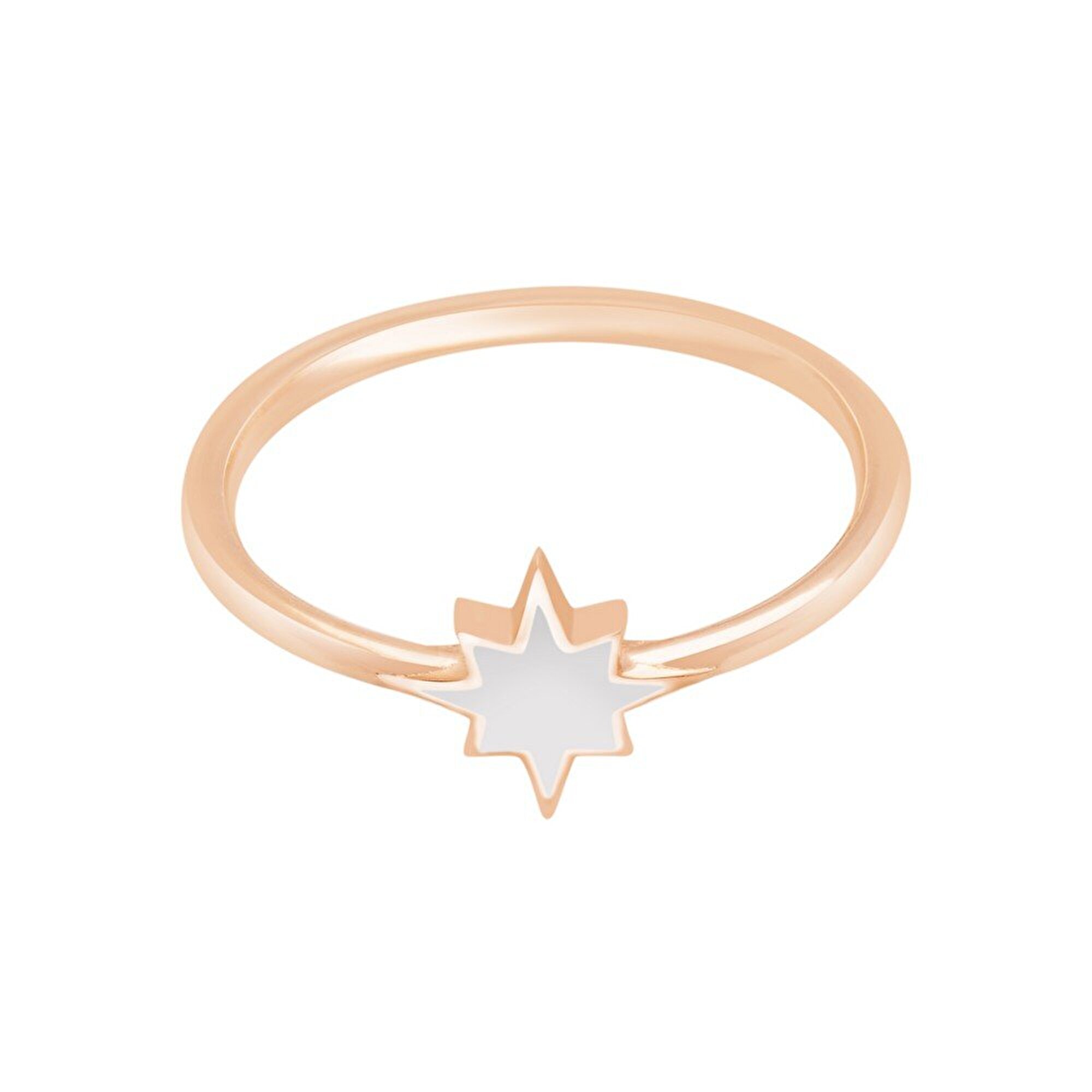 14 Ayar Rose Altın Beyaz Mineli Kutup Yıldızı Yüzük