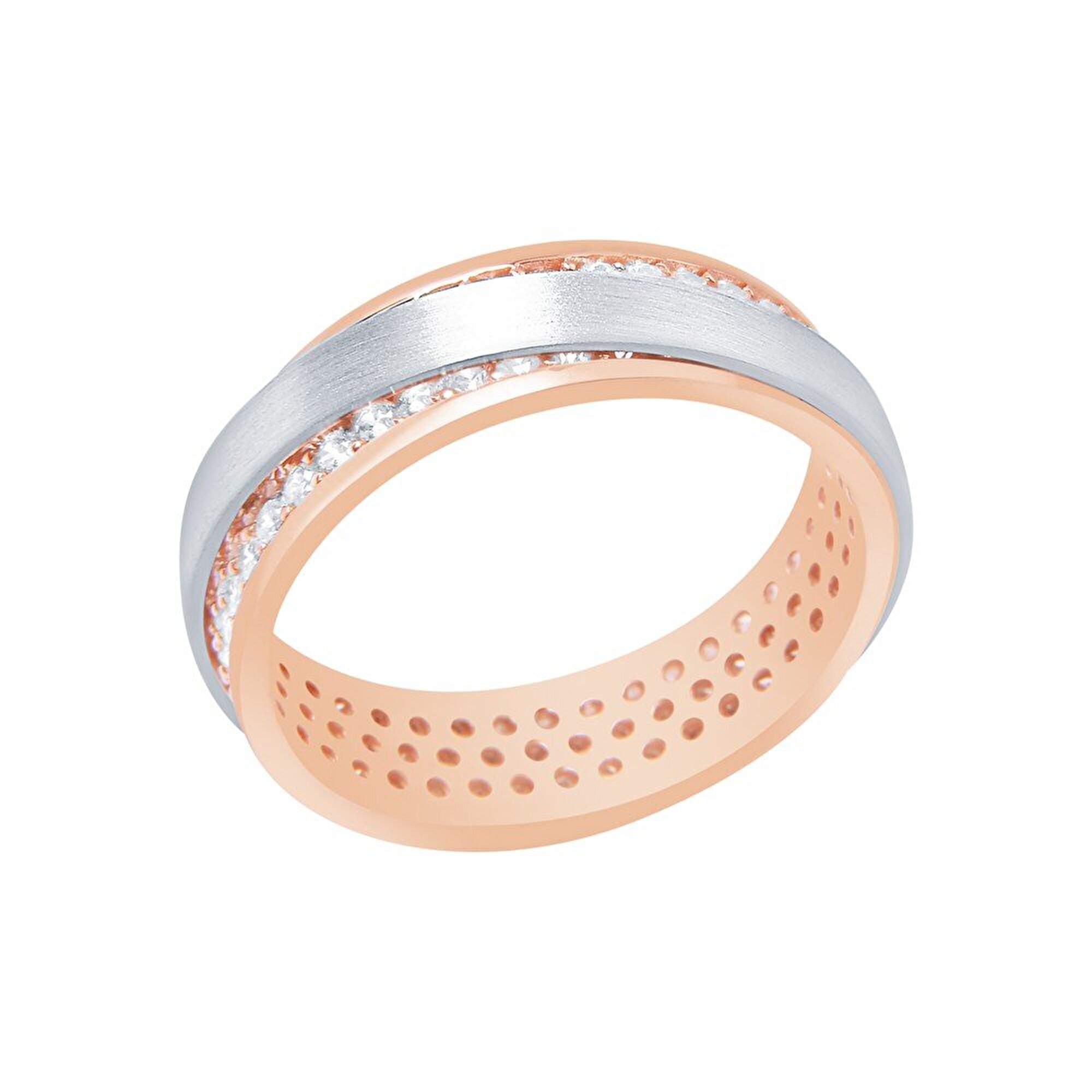 14 Ayar Rose-Beyaz Altın Modern Alyans