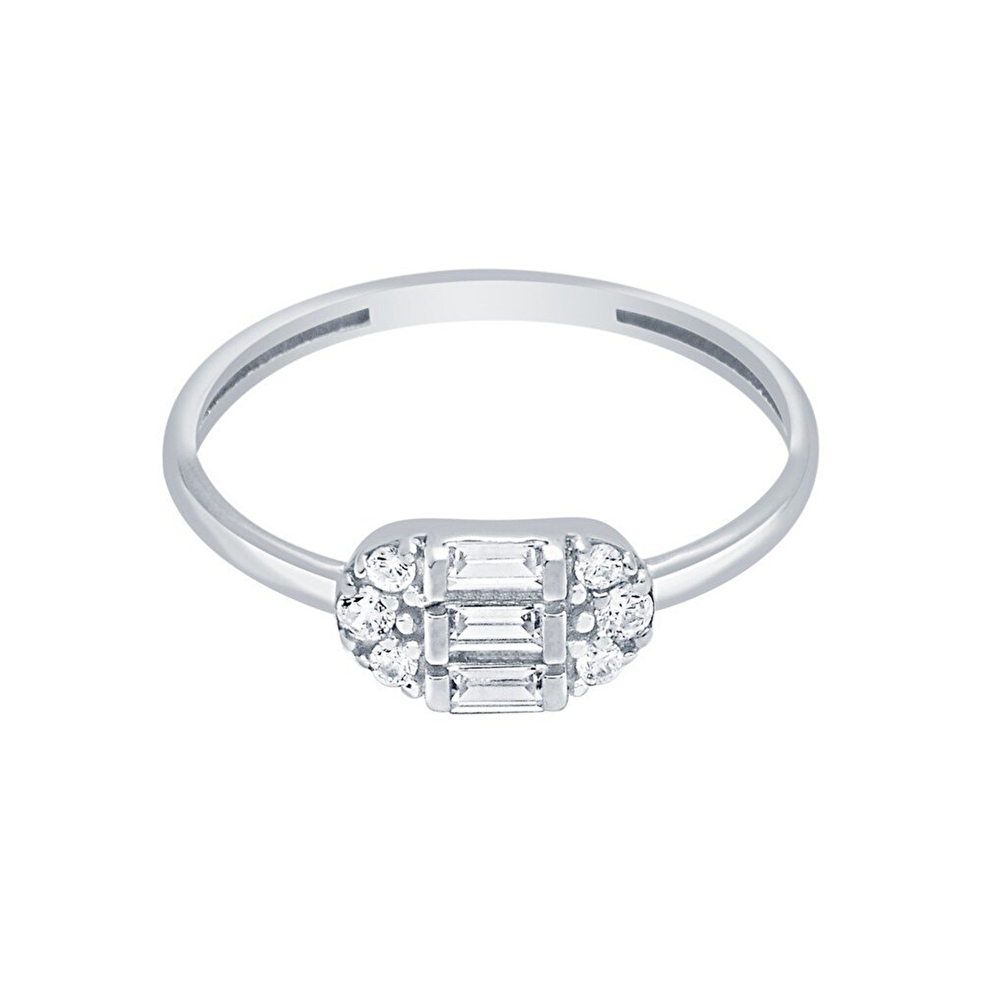 14 Ayar Beyaz Altın Baget Yüzük