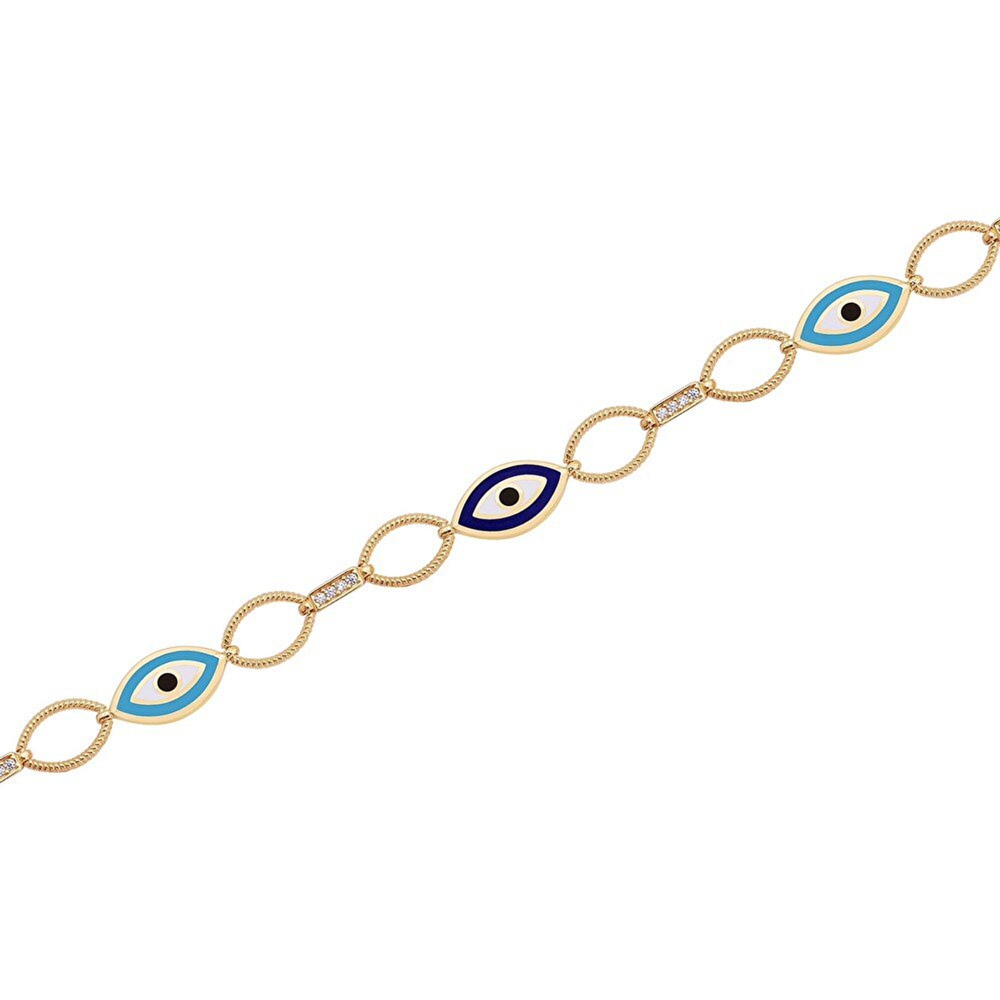 14 Ayar Sarı Altın Nazar Boncuklu Bileklik