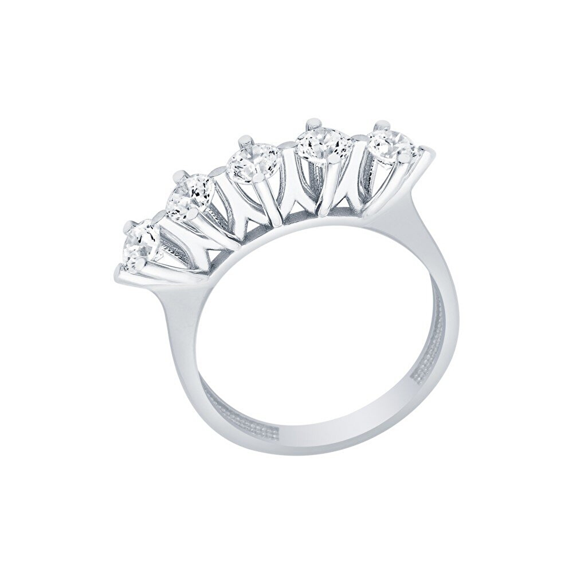 14 Ayar Beyaz Altın Beştaş Yüzük