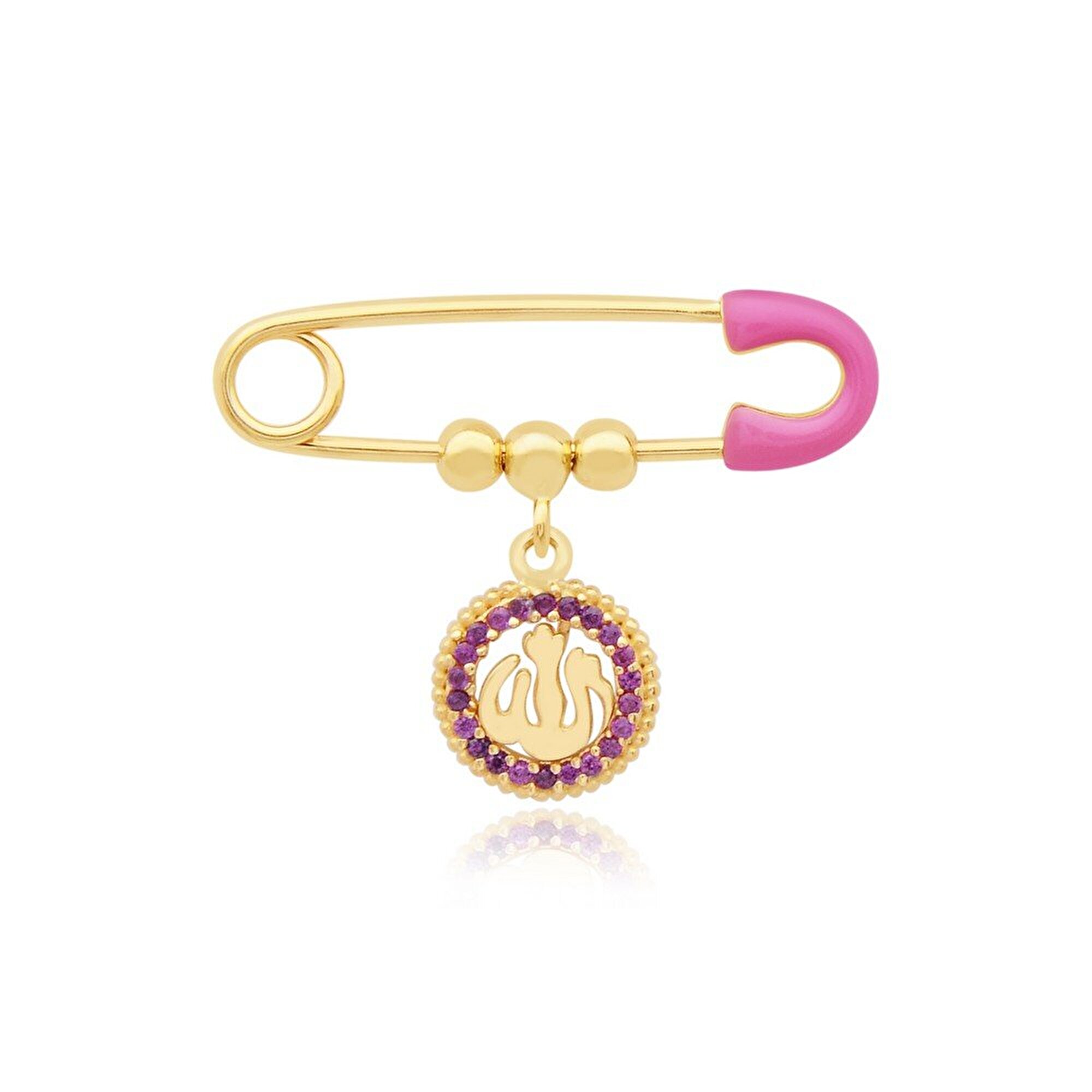 14 Ayar Sarı Altın Mineli İğne