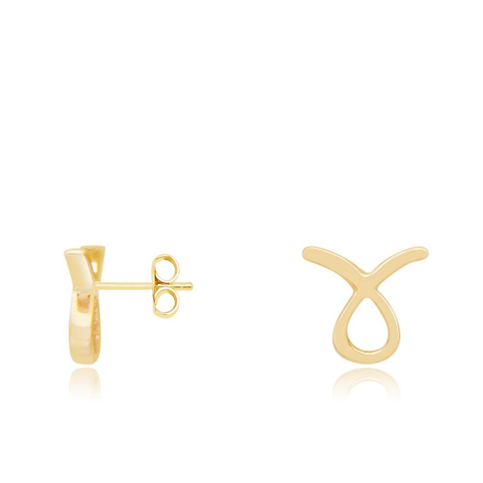 14 Ayar Sarı Altın Boğa Burç Küpe