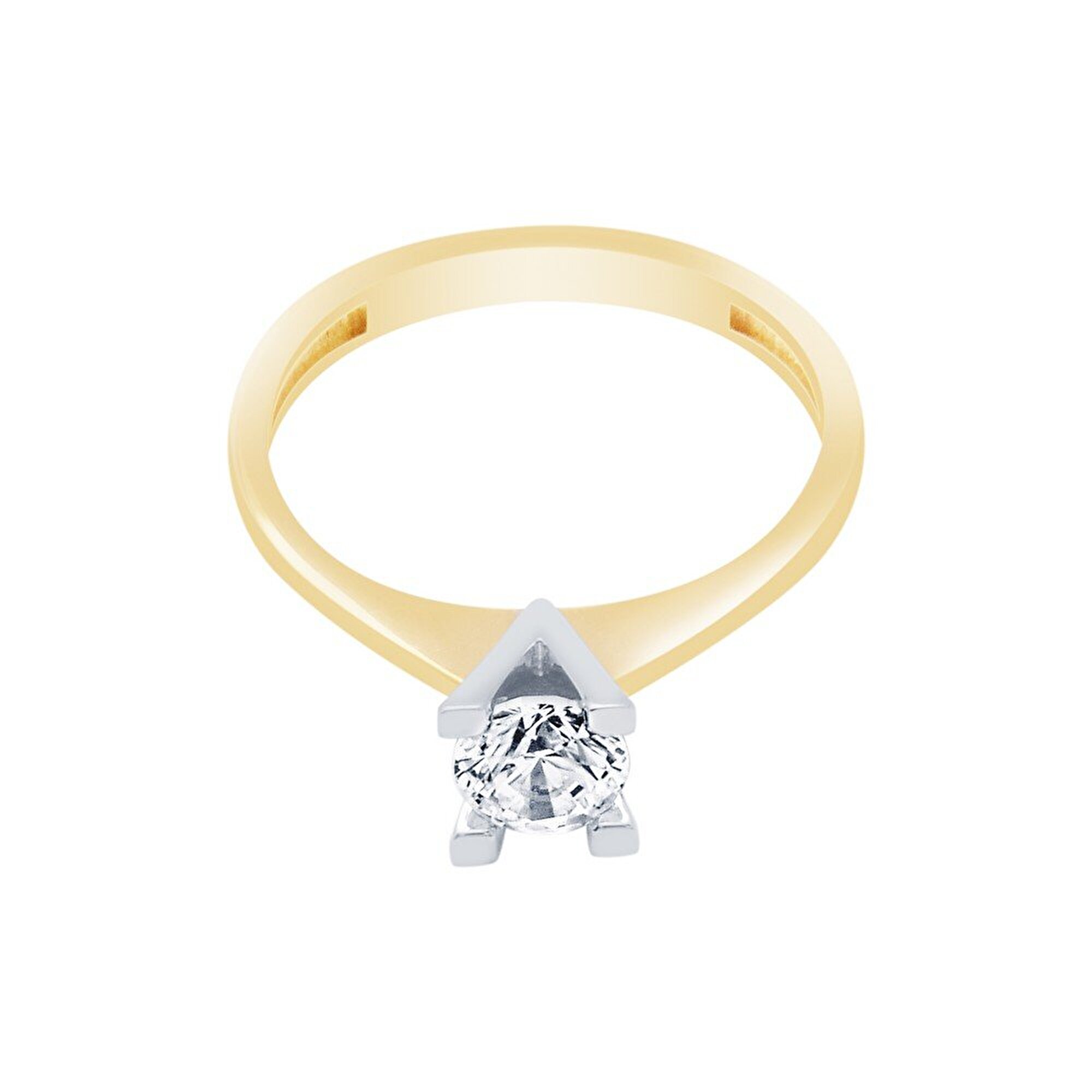 14 Ayar Sarı-Beyaz Altın Tektaş Yüzük