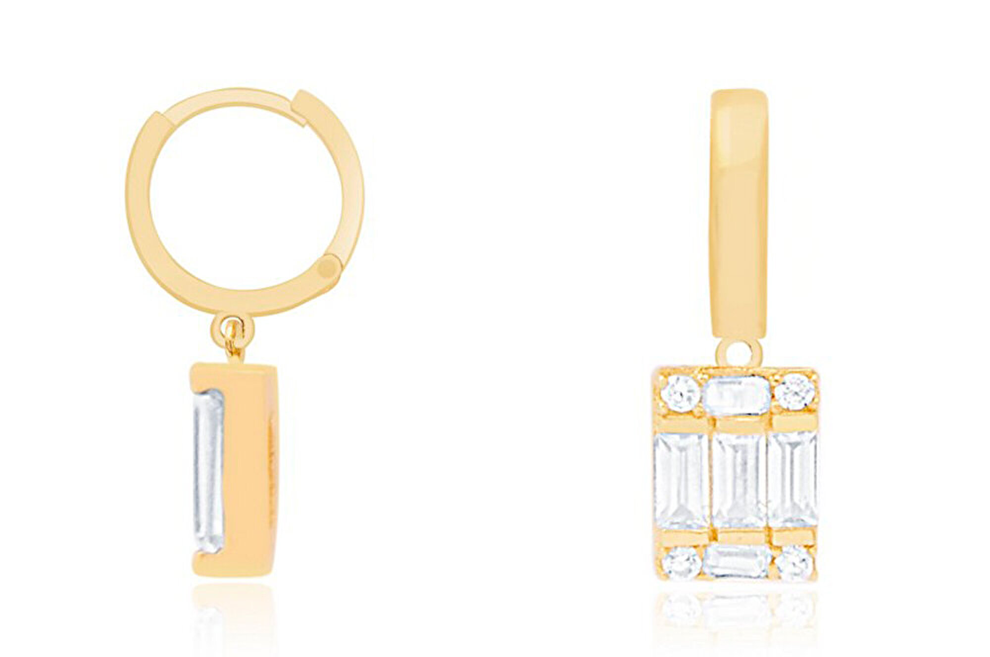 14 Ayar Sarı Altın Sallantılı Baget Küpe