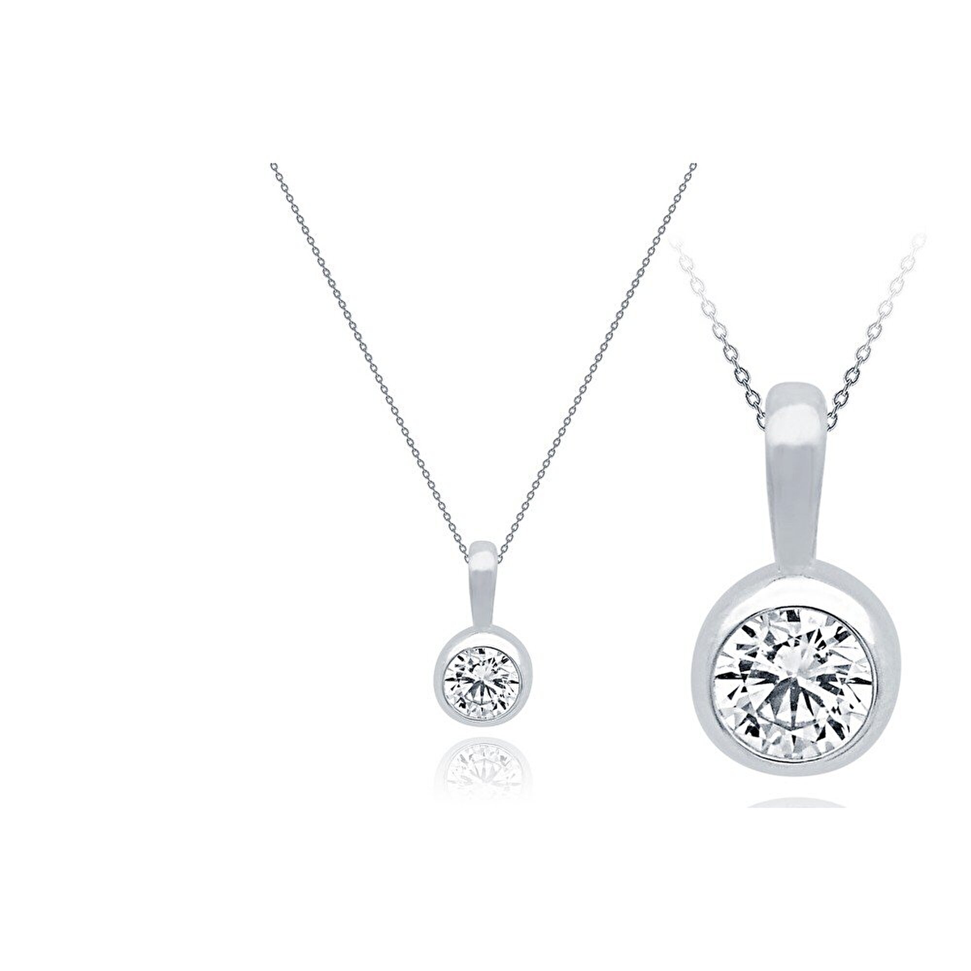 14 Ayar Beyaz Altın Tektaş Kolye