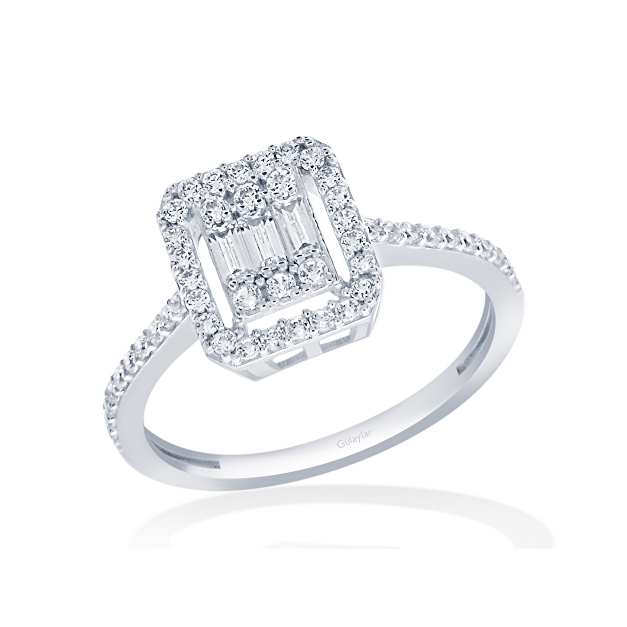 8 Ayar Beyaz Altın Baget Yüzük