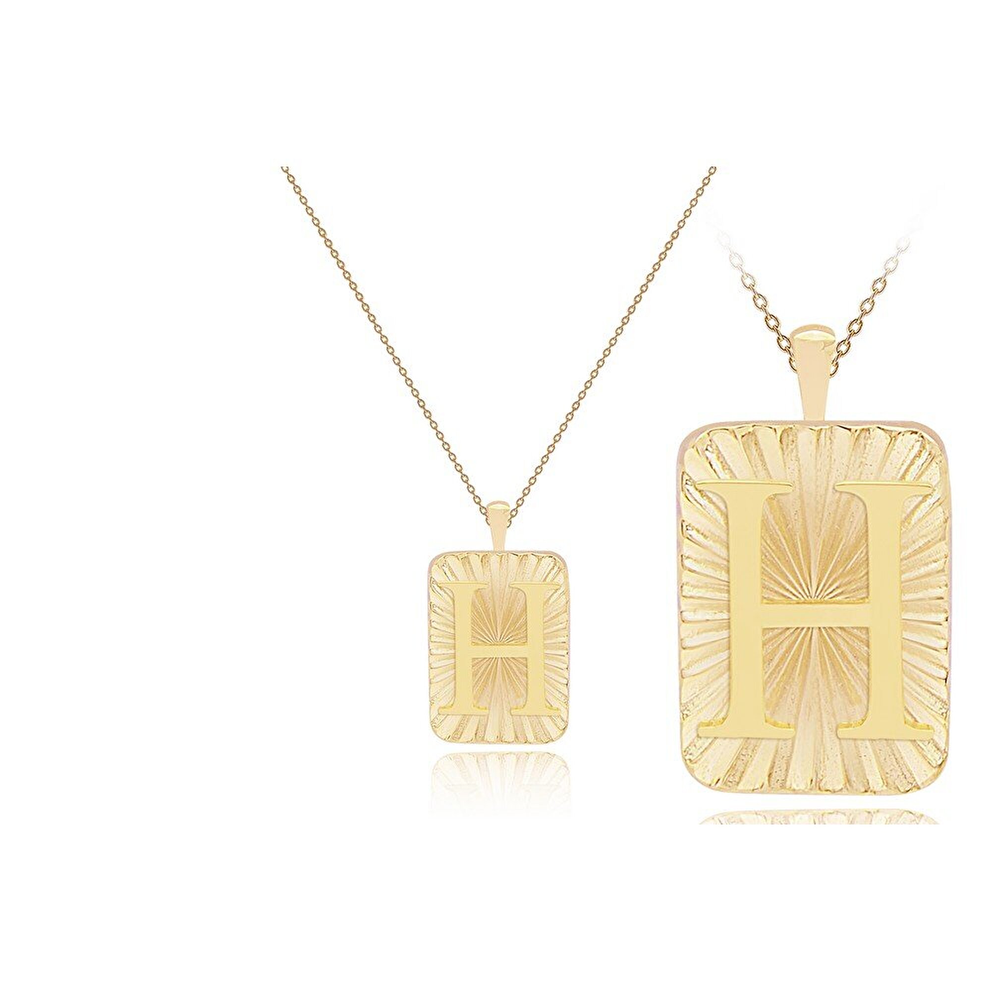 14 Ayar H Harf Plaka Kolye