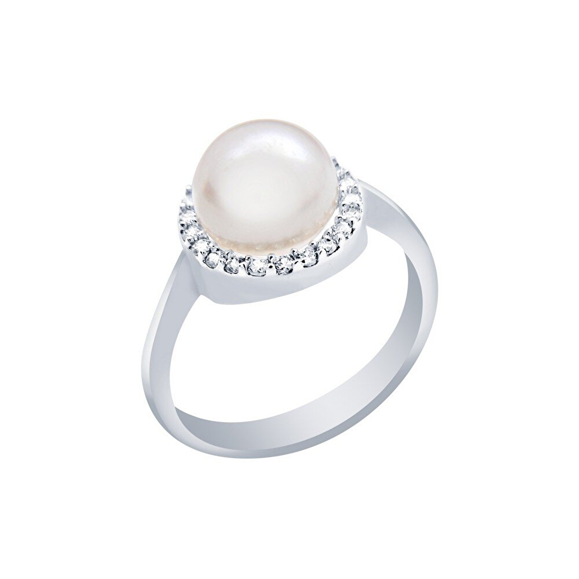 14 Ayar Beyaz Altın İnci Yüzük