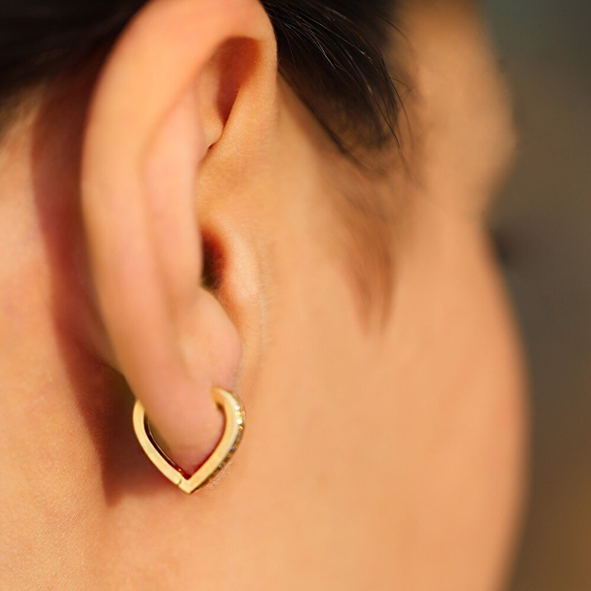 14 Ayar Sarı Altın Kalp Figürlü Küpe