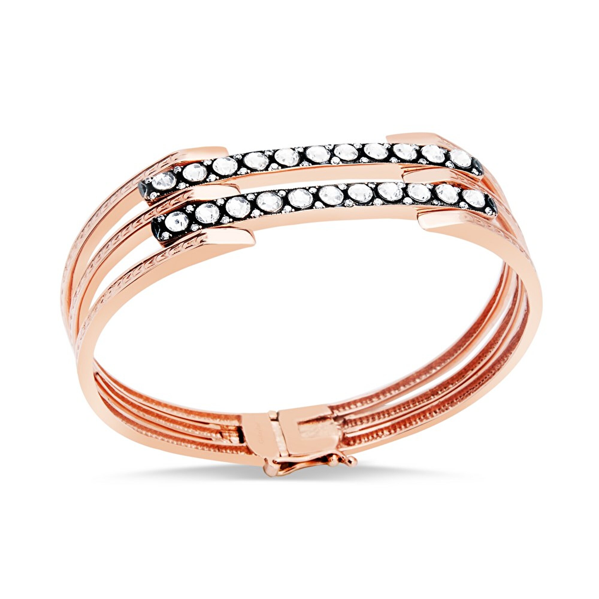 8 Ayar Rose Altın Elmas Görünümlü Bilezik