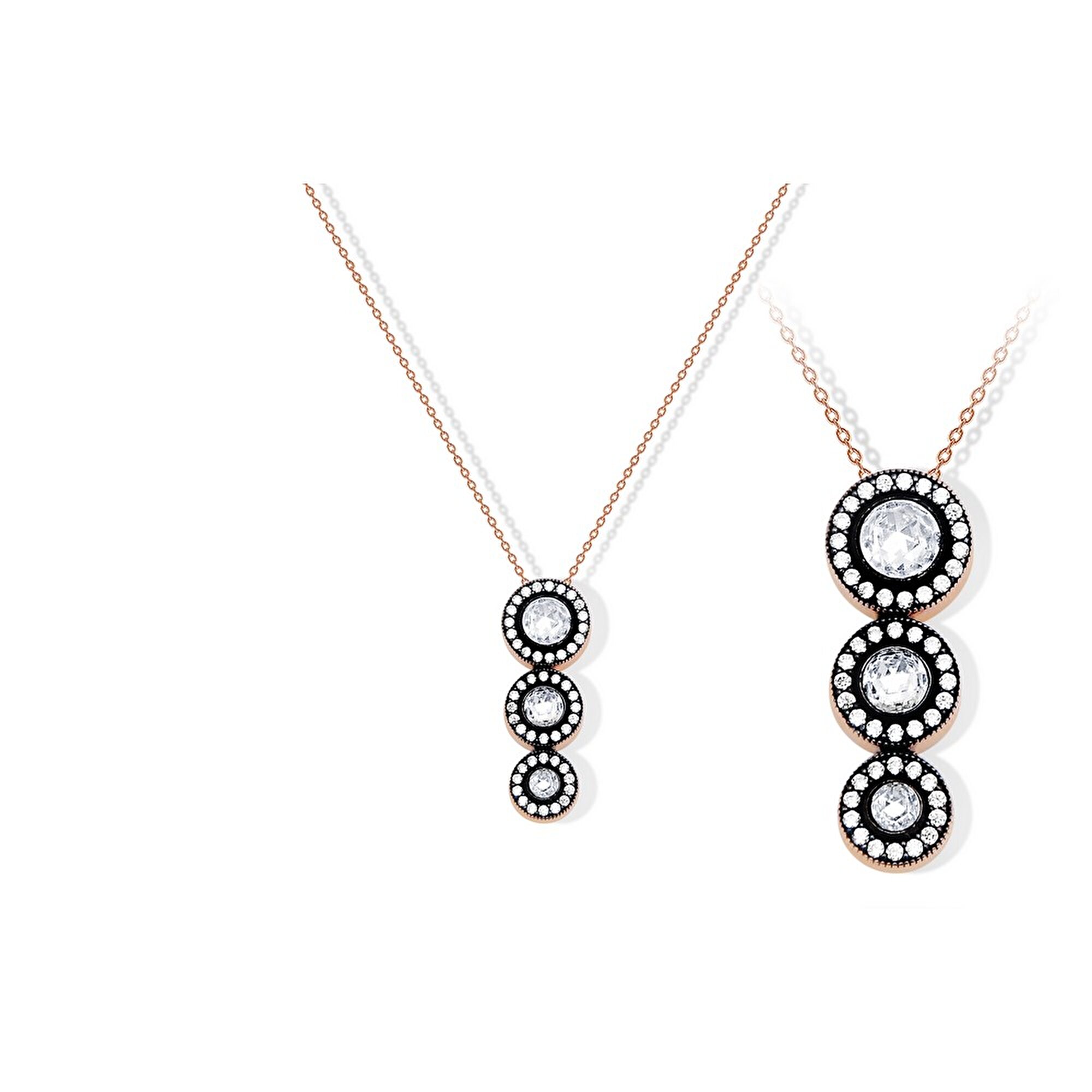 8 Ayar Rose Altın Elmas Görünümlü Kolye