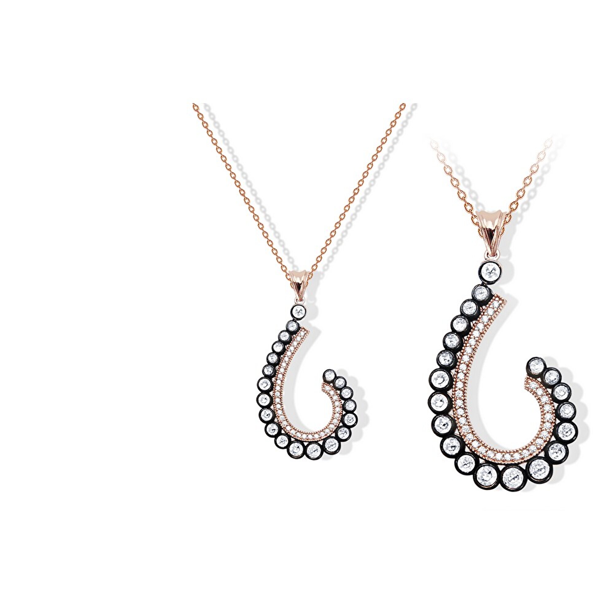 8 Ayar Rose Altın Elmas Görünümlü Kolye