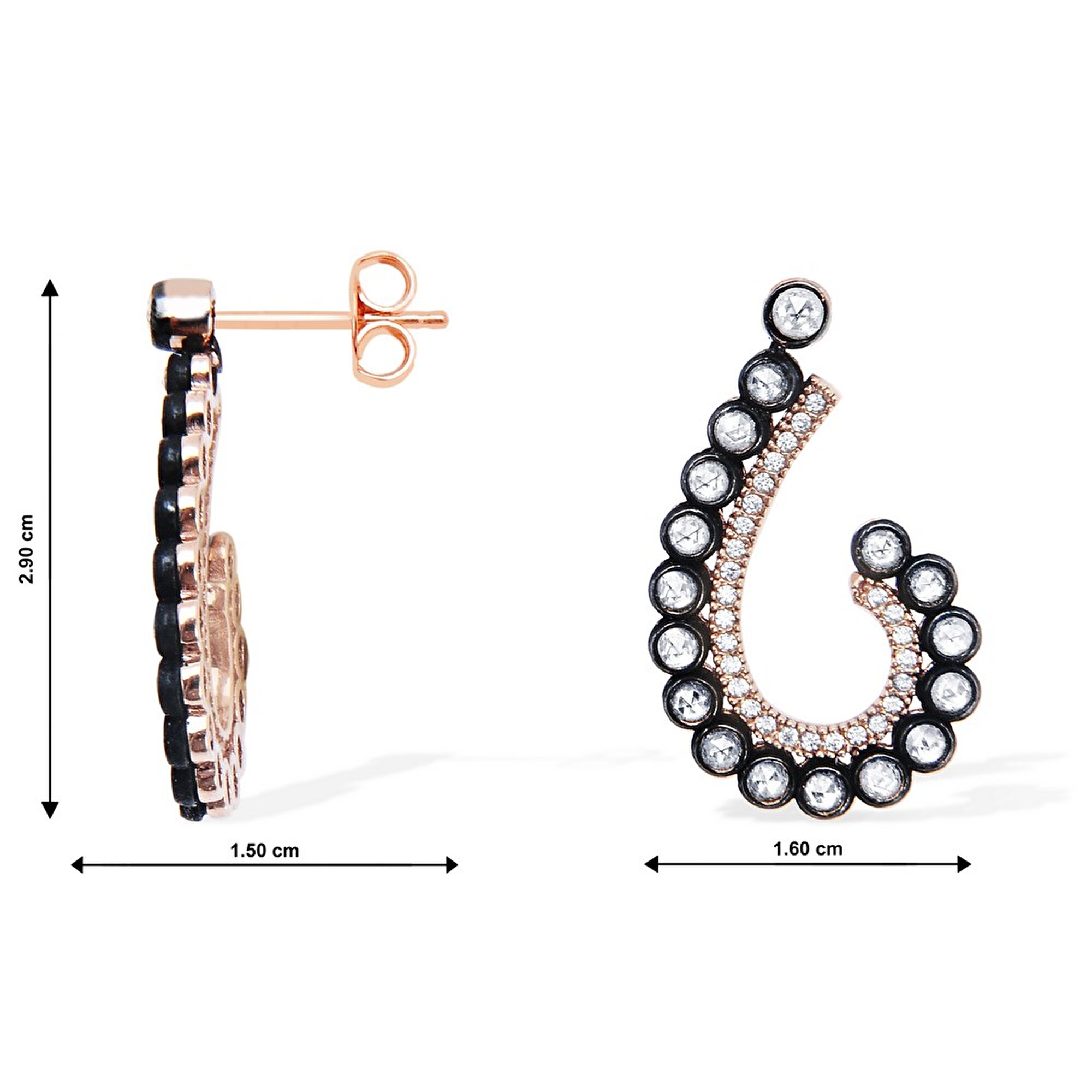 8 Ayar Rose Altın Elmas Görünümlü Küpe