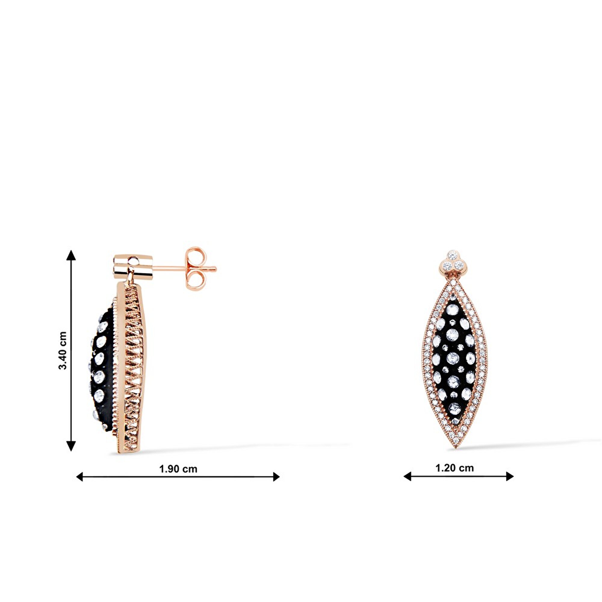 8 Ayar Rose Altın Elmas Görünümlü Küpe