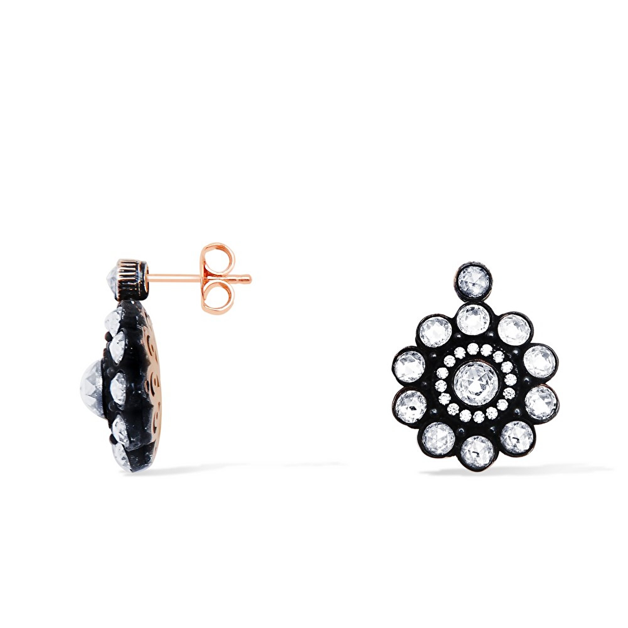 8 Ayar Rose Altın Elmas Görünümlü Küpe