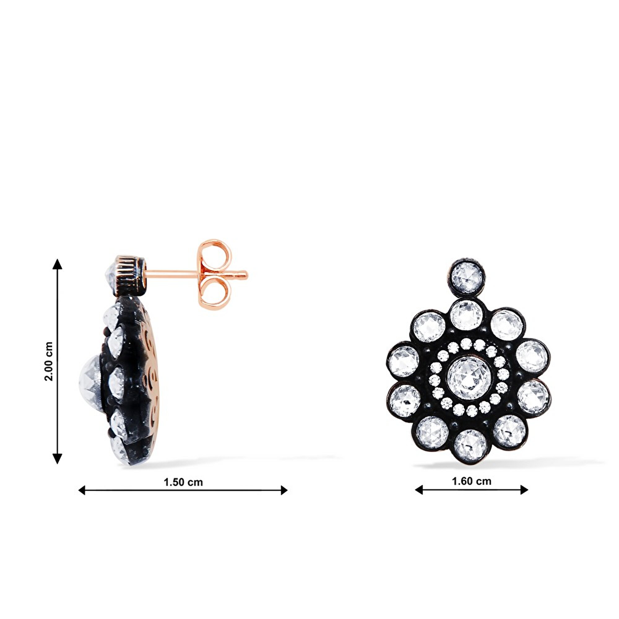 8 Ayar Rose Altın Elmas Görünümlü Küpe